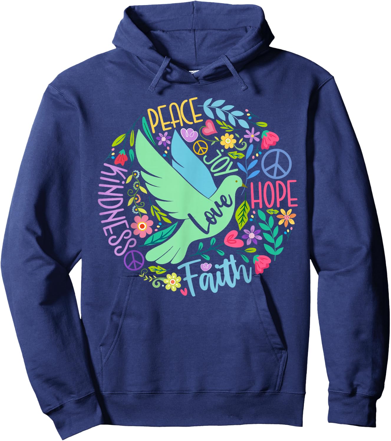 Groovy Hippie Peace Hope Love Peace Bird World Peace Day Hoodie - Hoodie | Navy