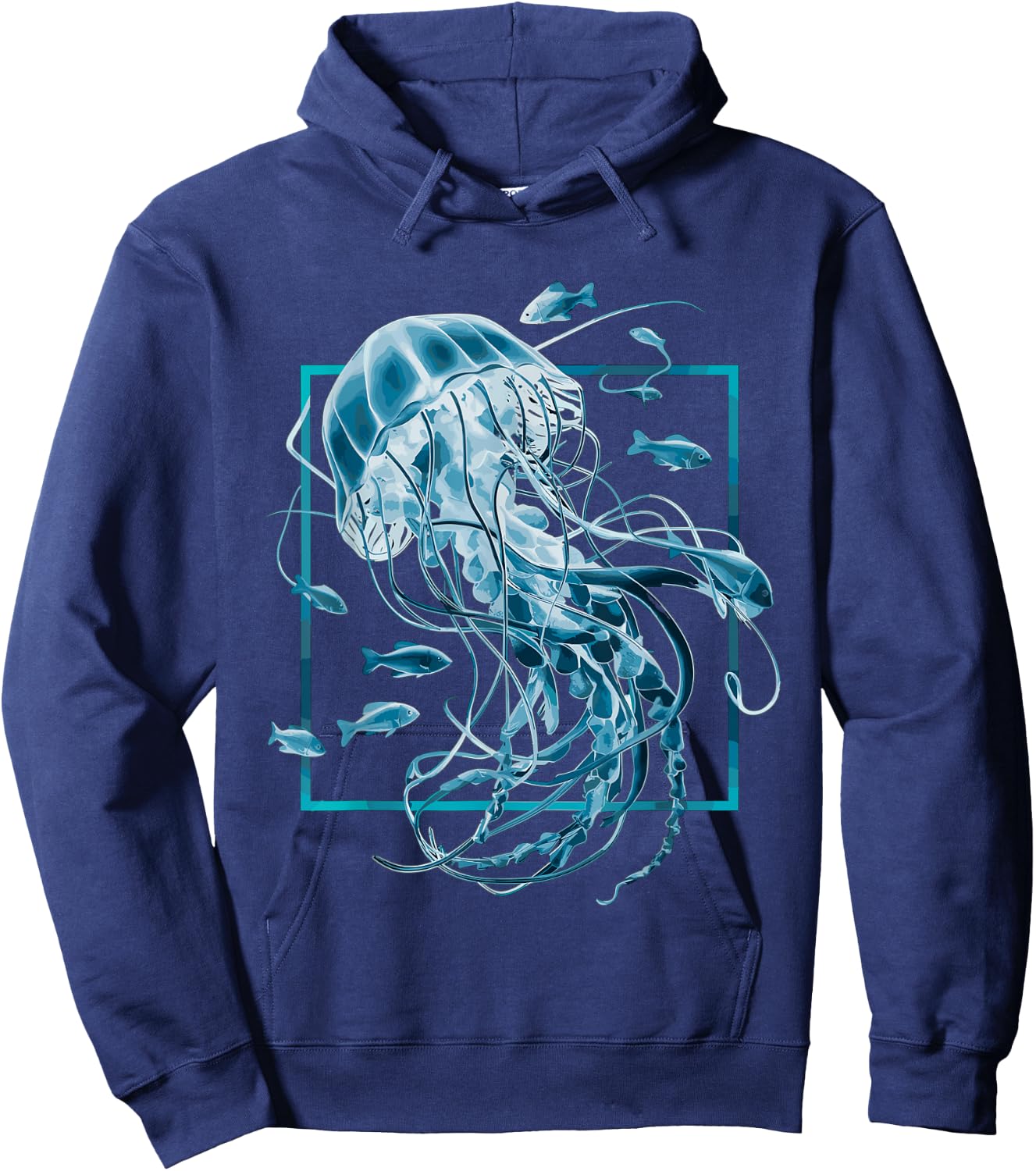 Jellyfish and Fishes in Sea Hoodie - Hoodie | Navy