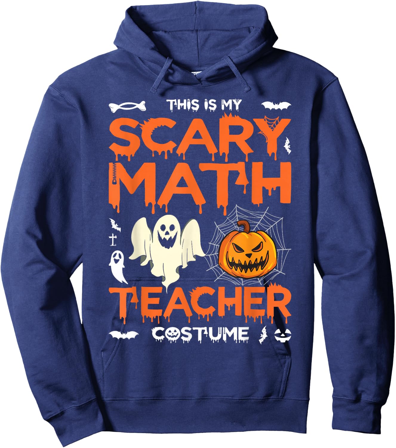 Scary Math Teacher Halloween Costume Math Teacher Hoodie - Hoodie | Navy