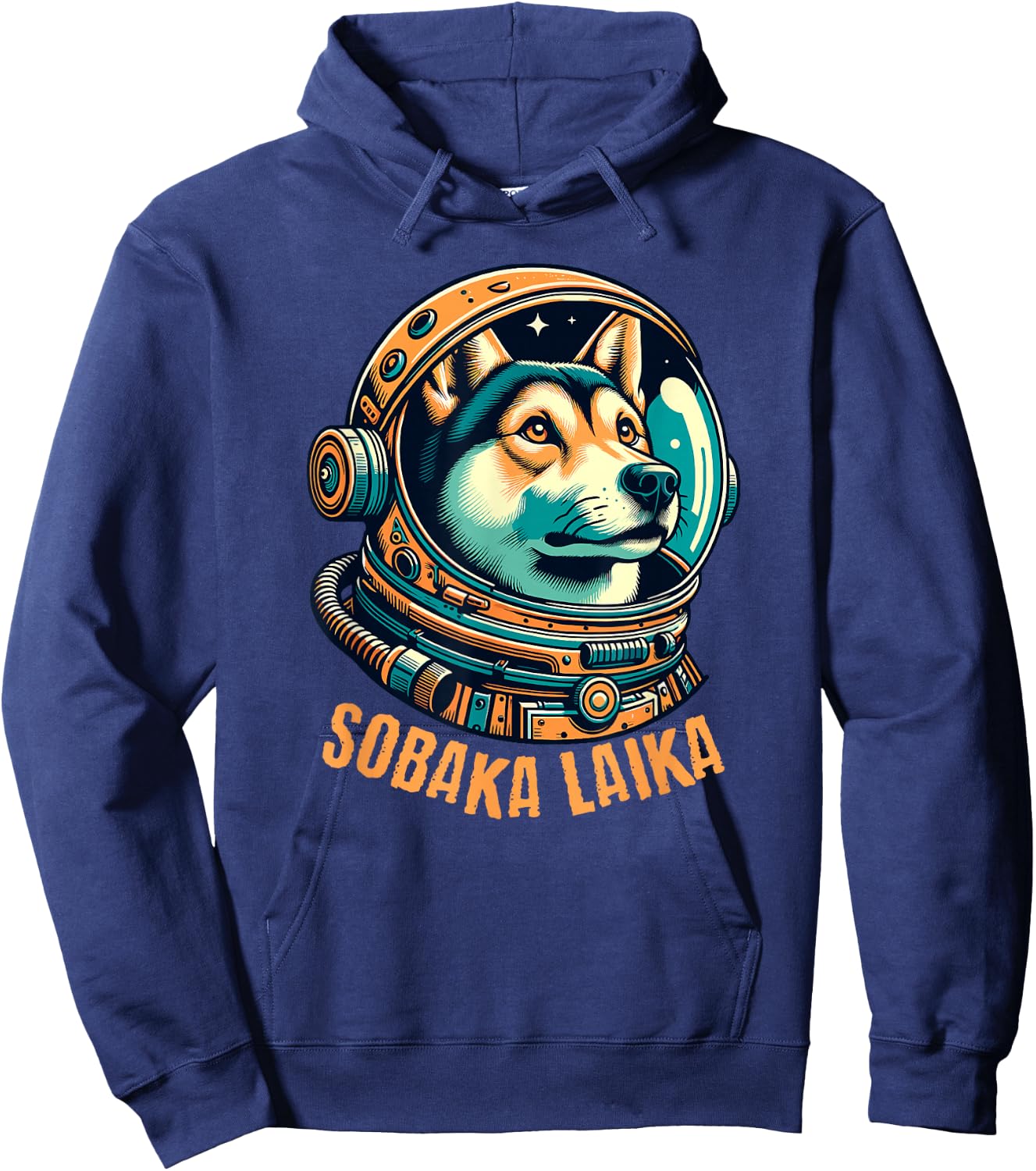 USSR Sobaka Laika Soviet Space Hoodie - Hoodie | Navy