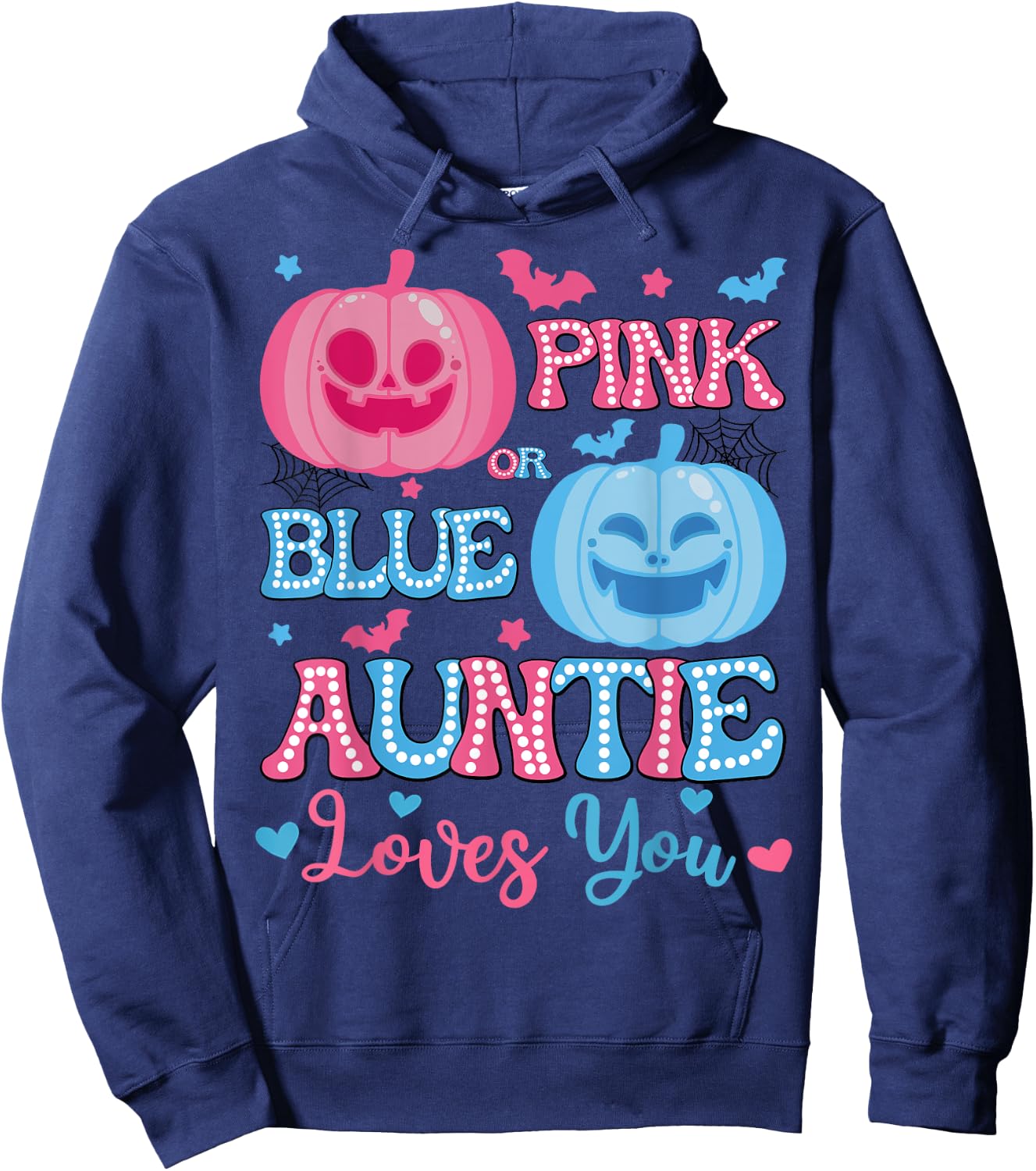 Pink or Blue Auntie Loves You Halloween Gender Reveal Hoodie - Hoodie | Navy