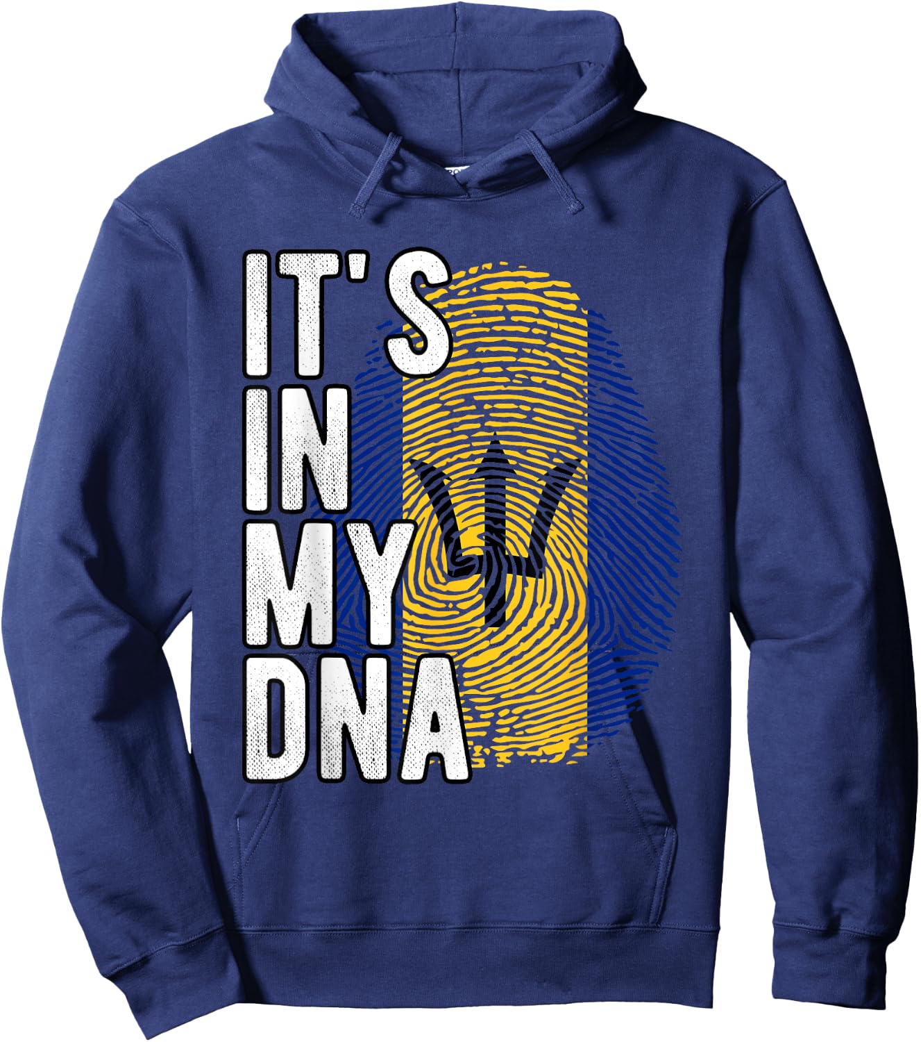 Funny it's in my DNA Barbados flag Fingerprint Hoodie - Hoodie | Navy