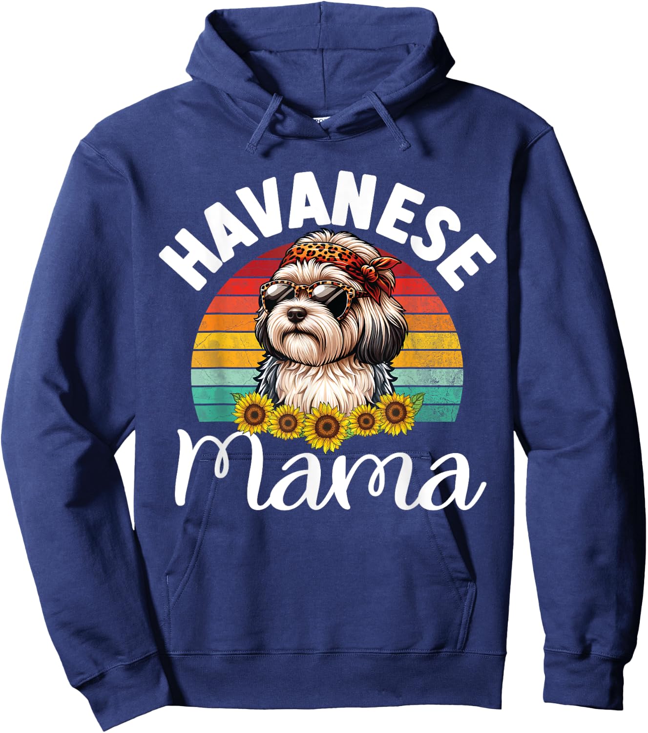 Vintage Floral Havanese Mama Retro Dog Lover Mother's Day Women Kids Hoodie - Hoodie | Navy