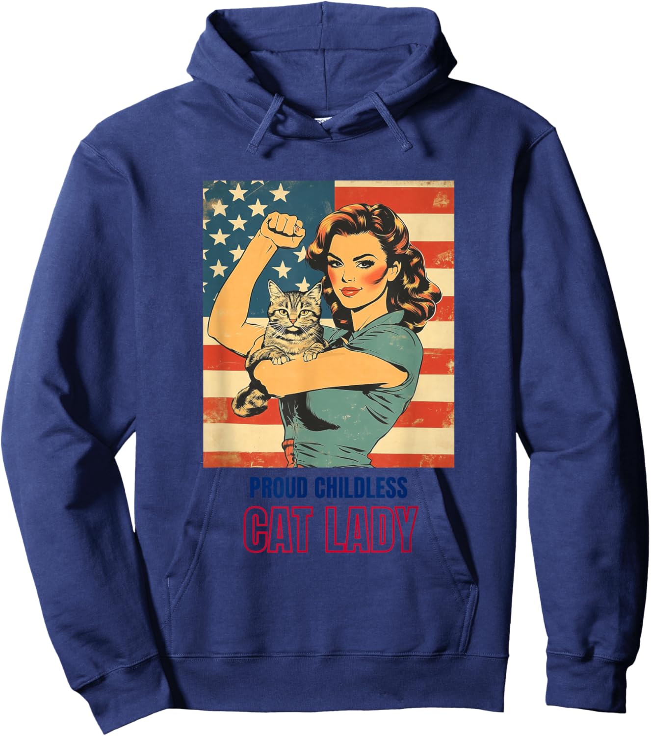 Proud Childless Cat Lady | Powerful Childless Cat Ladies Hoodie - Hoodie | Navy