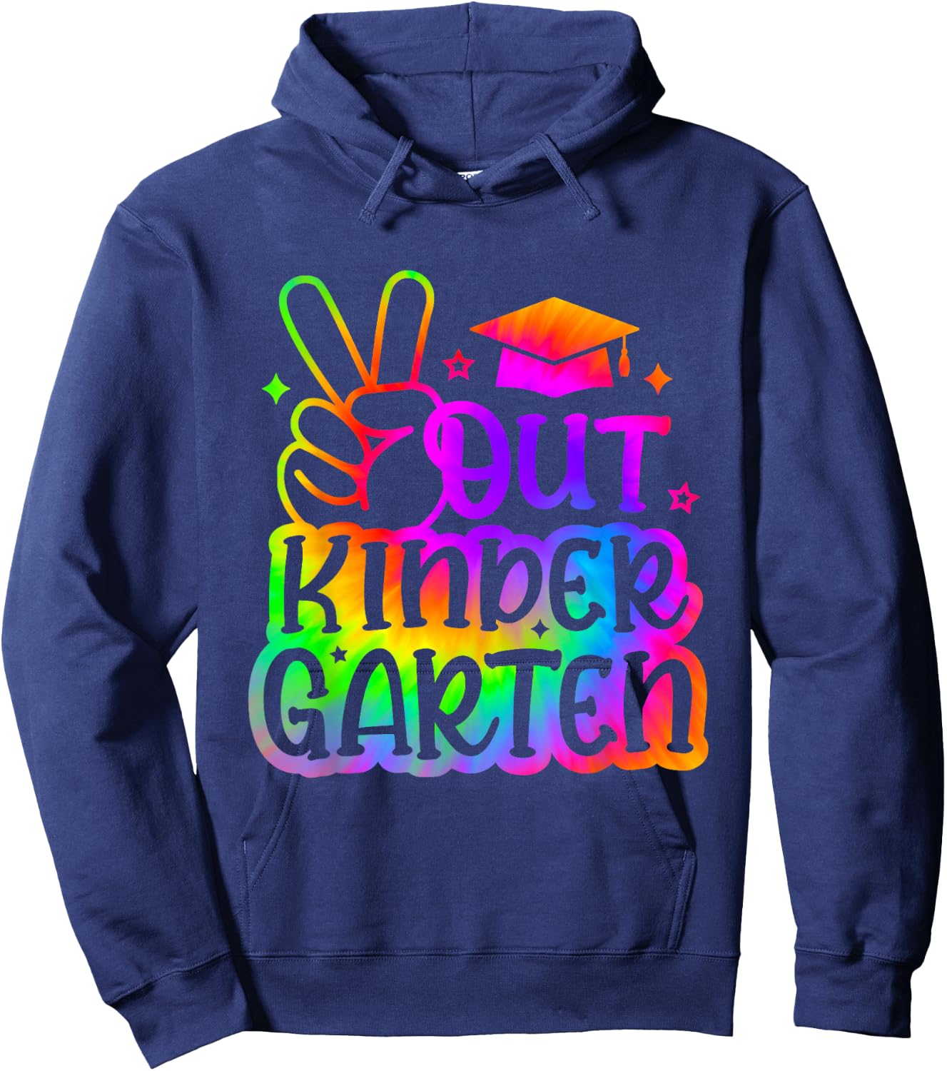 Last Day of School Peace Out Kindergarten Tie Dye Hoodie - Hoodie | Navy