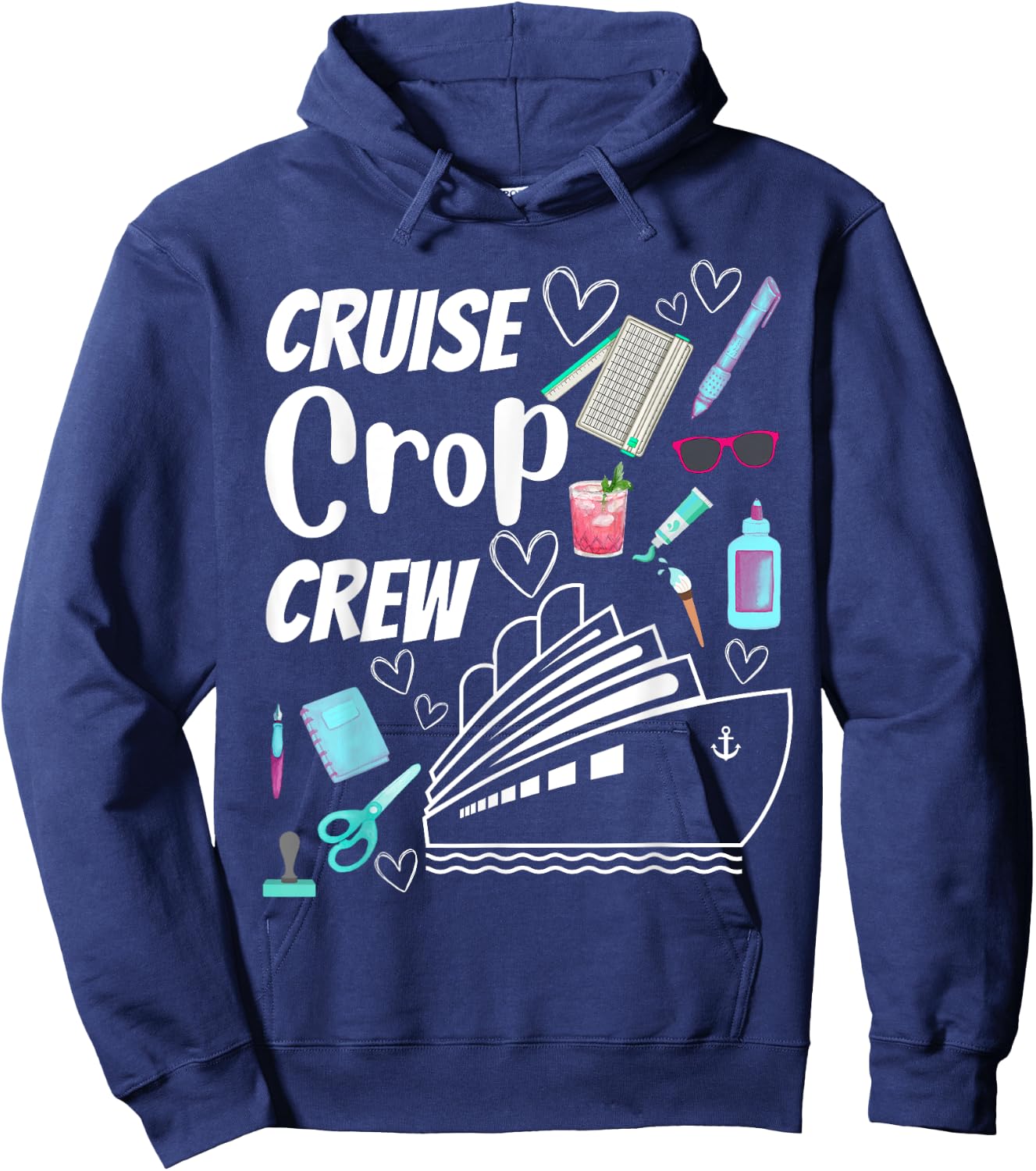 Cruise Crop Crew Scrapbook Crafting Journaling Travel Hoodie - Hoodie | Navy