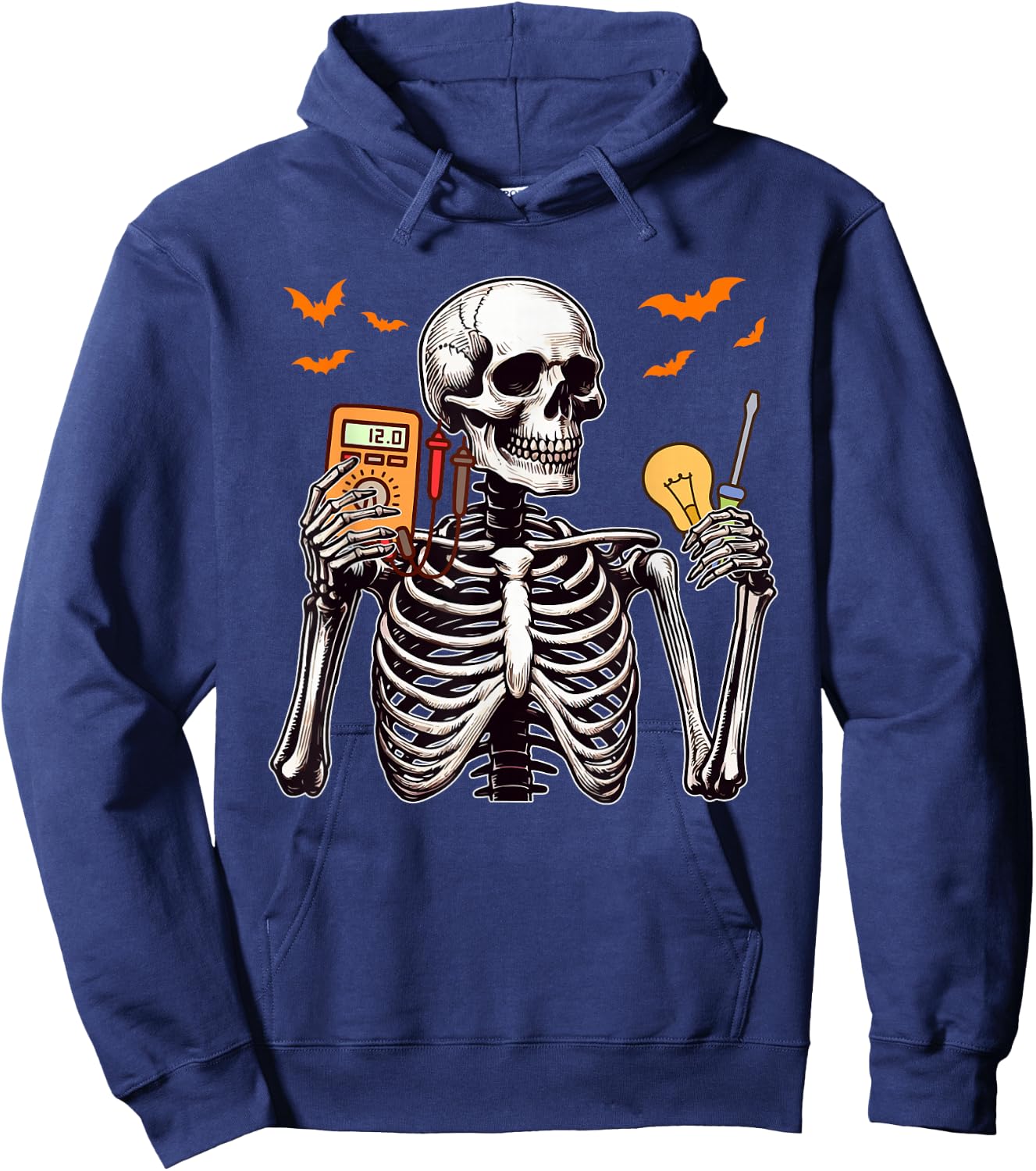 Electrician Job Horror Skeleton Halloween Team Costume Hoodie - Hoodie | Navy
