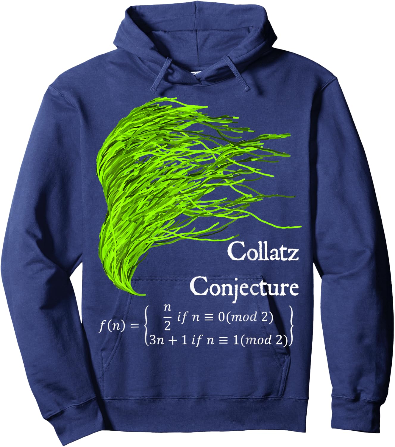 Nerdy Collatz Conjecture 3n+1 Green Seaweed Math Teacher Women Kids Hoodie - Hoodie | Navy