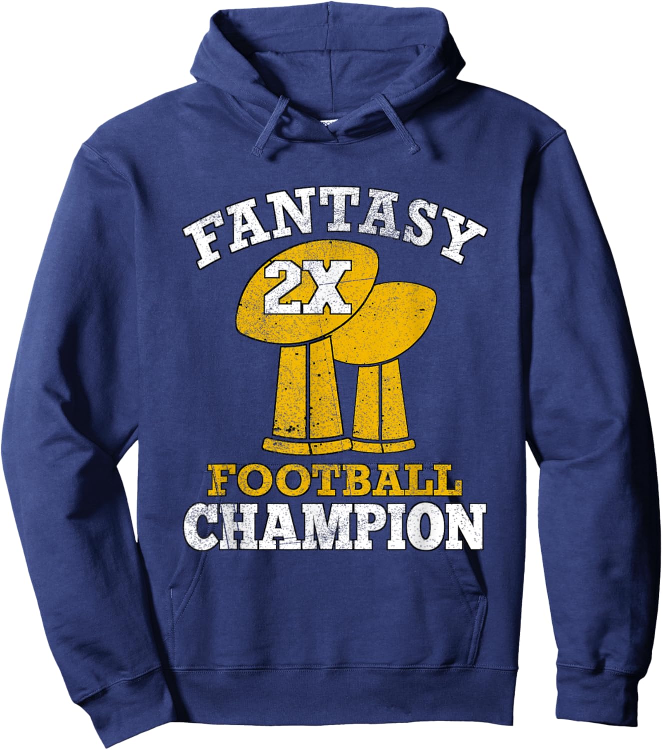 Fantasy Football 2x Champion Two Time Champ Fantasy Winner Hoodie - Hoodie | Navy