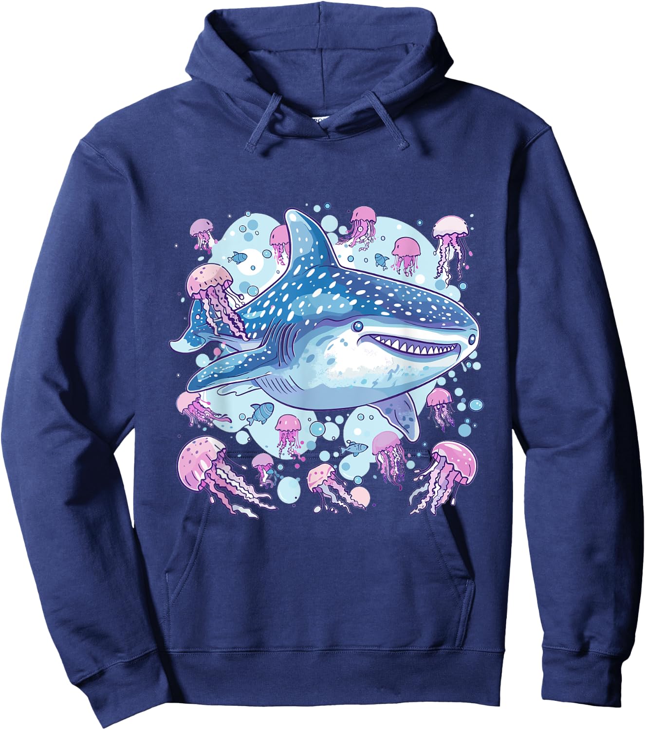 Whale Shark with Jellyfish Sea Animal Graphic Hoodie - Hoodie | Navy