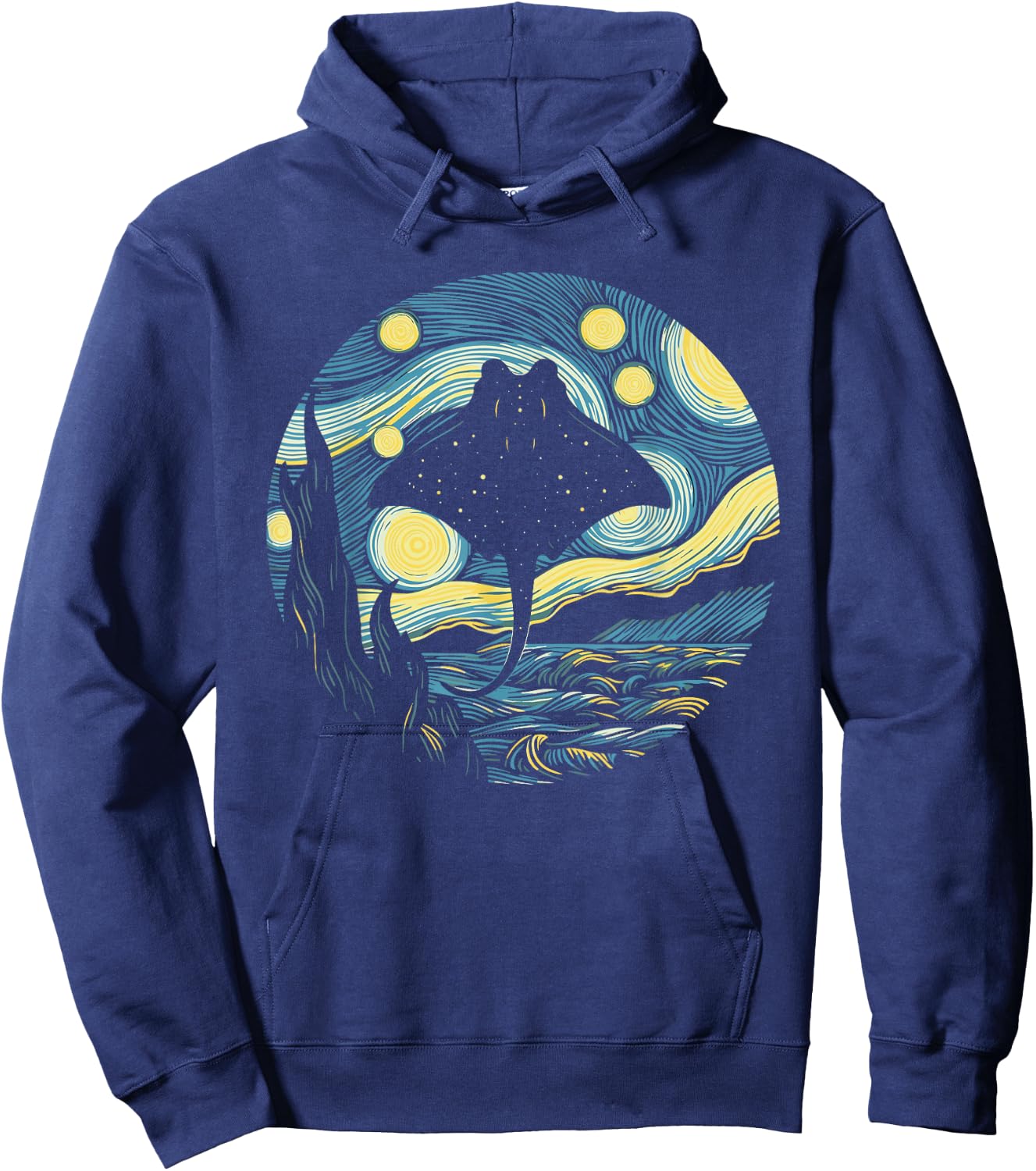 Stingray Manta Ray Starry Night Painting Art Hoodie - Hoodie | Navy