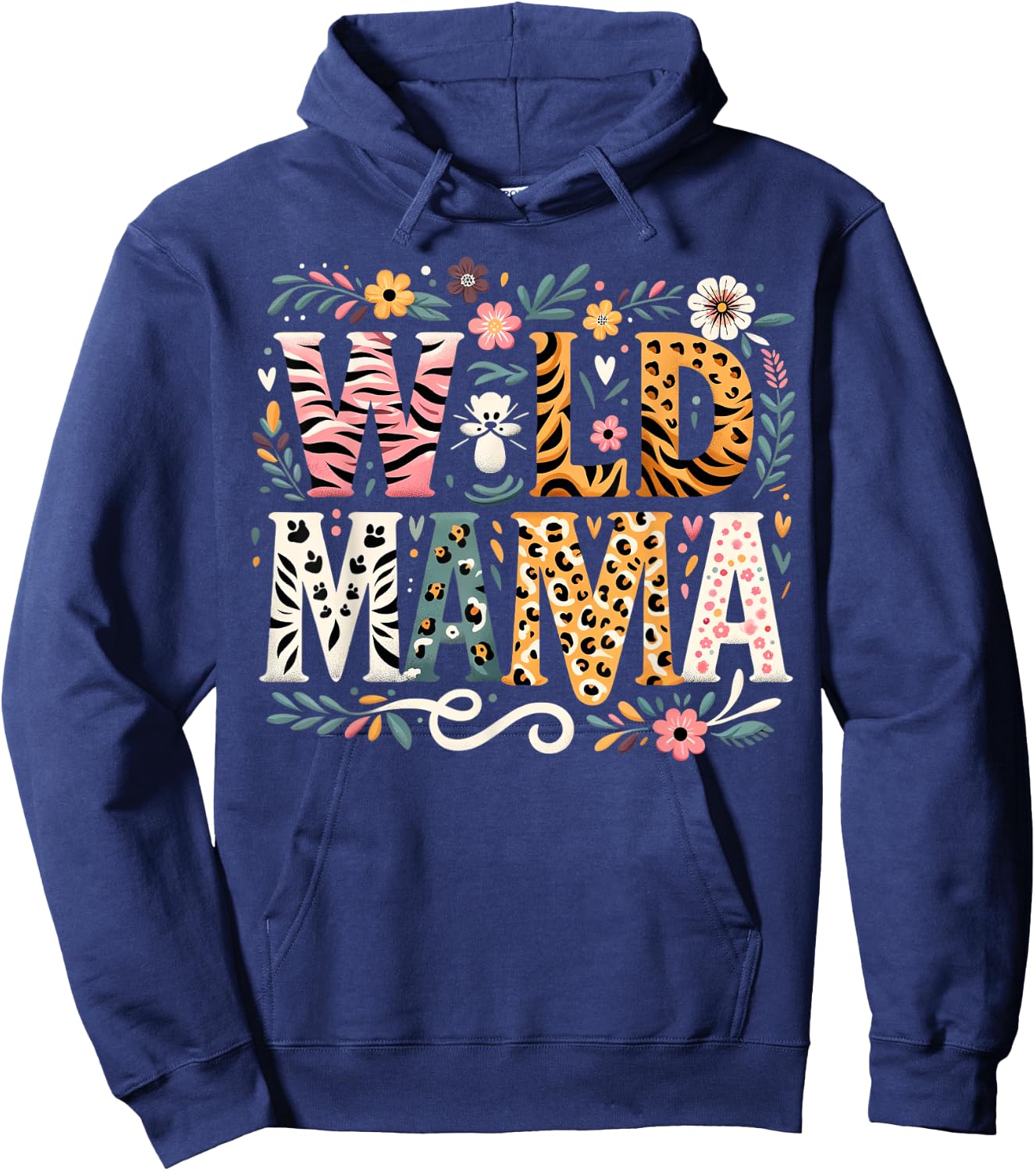 Floral Wild Mama Zoo Adventure Birthday mom Safari Jungle Hoodie - Hoodie | Navy