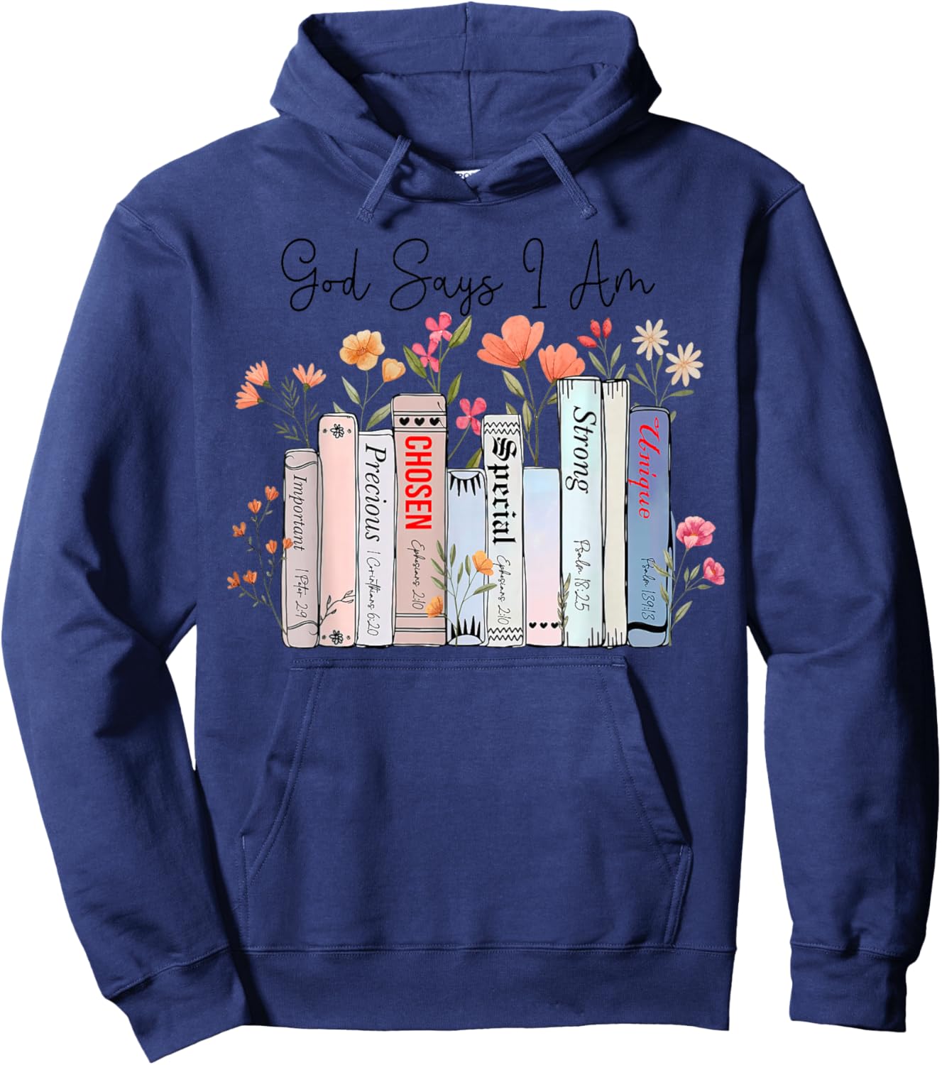 God Says I Am Funny Book Bible Verse Christian Girls Women Hoodie - Hoodie | Navy