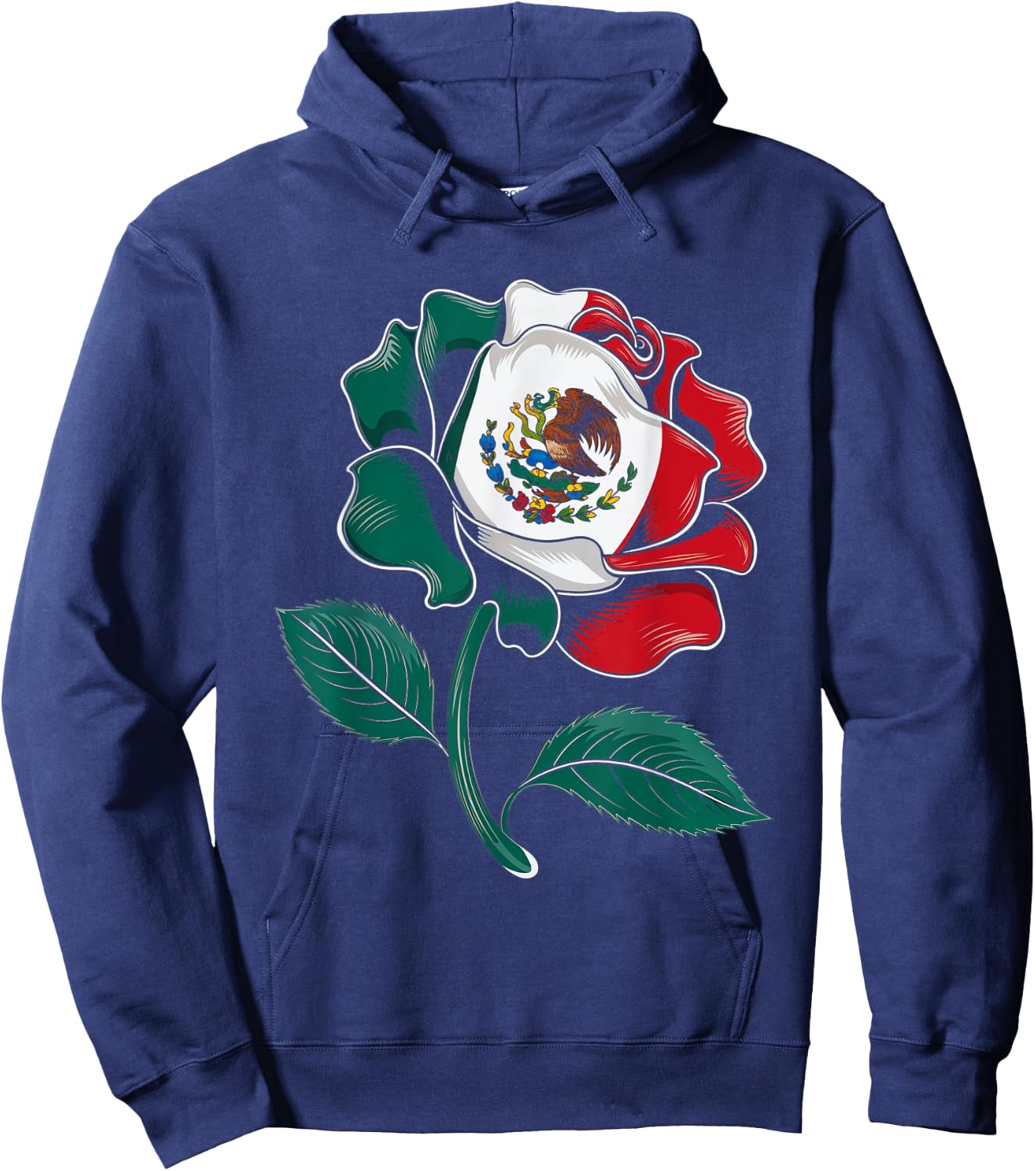 Mexico Rose Flag Design Mexican Pride Culture Love Hoodie - Hoodie | Navy