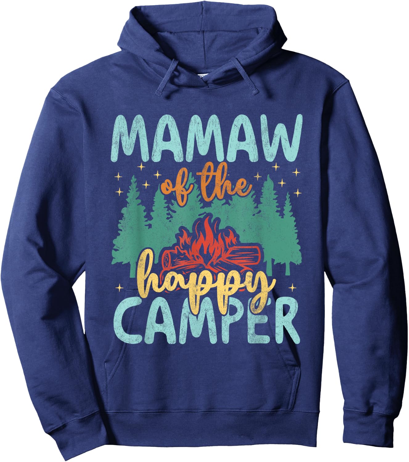Mamaw of Happy Camper 1st Birthday Party Retro Mamaw Hoodie - Hoodie | Navy