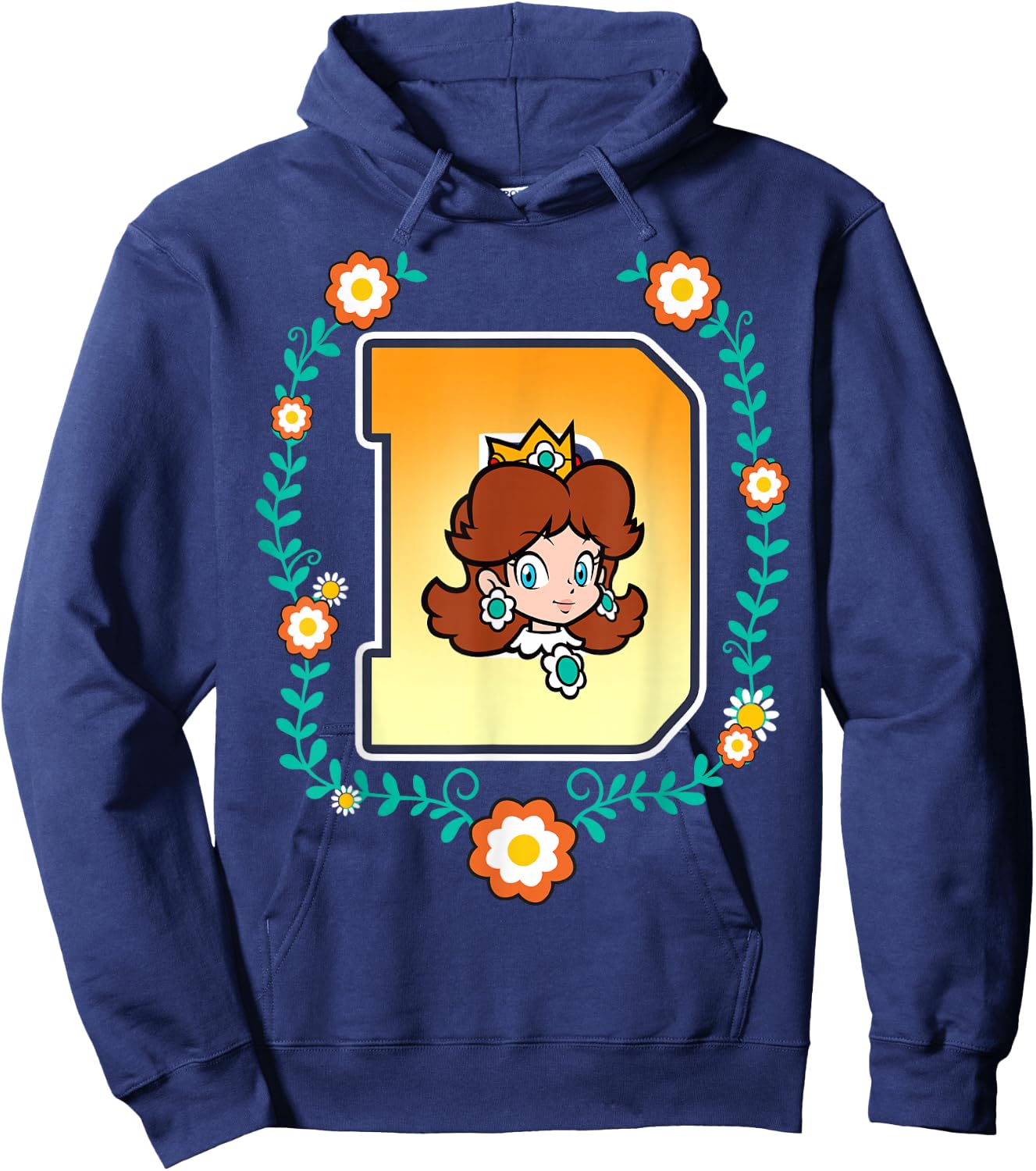 Super Mario Princess Daisy University Letter Portrait Logo Hoodie - Hoodie | Navy