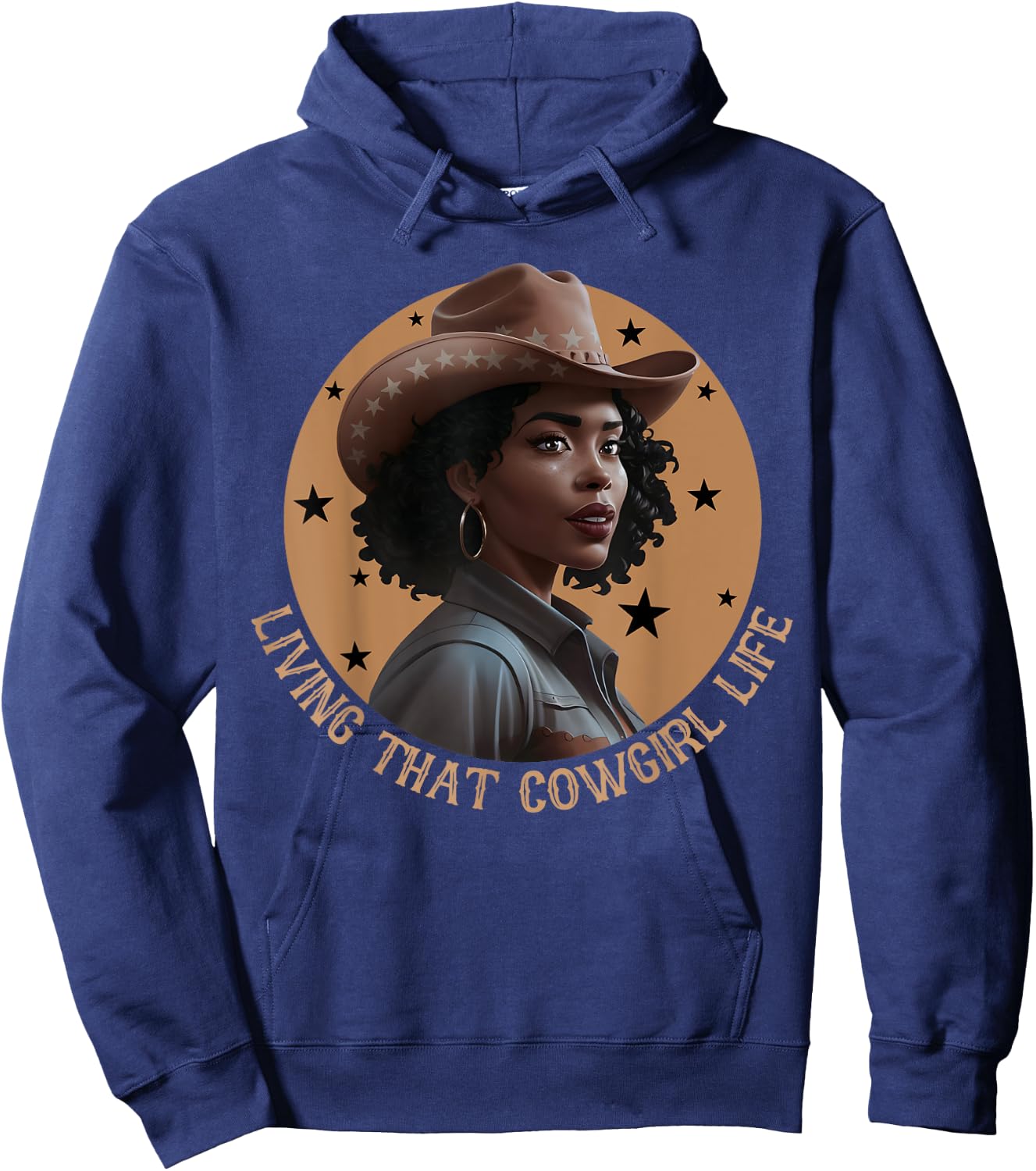 Living That Cowgirl Life Melanin Cowgirl Rodeo Style Country Hoodie - Hoodie | Navy