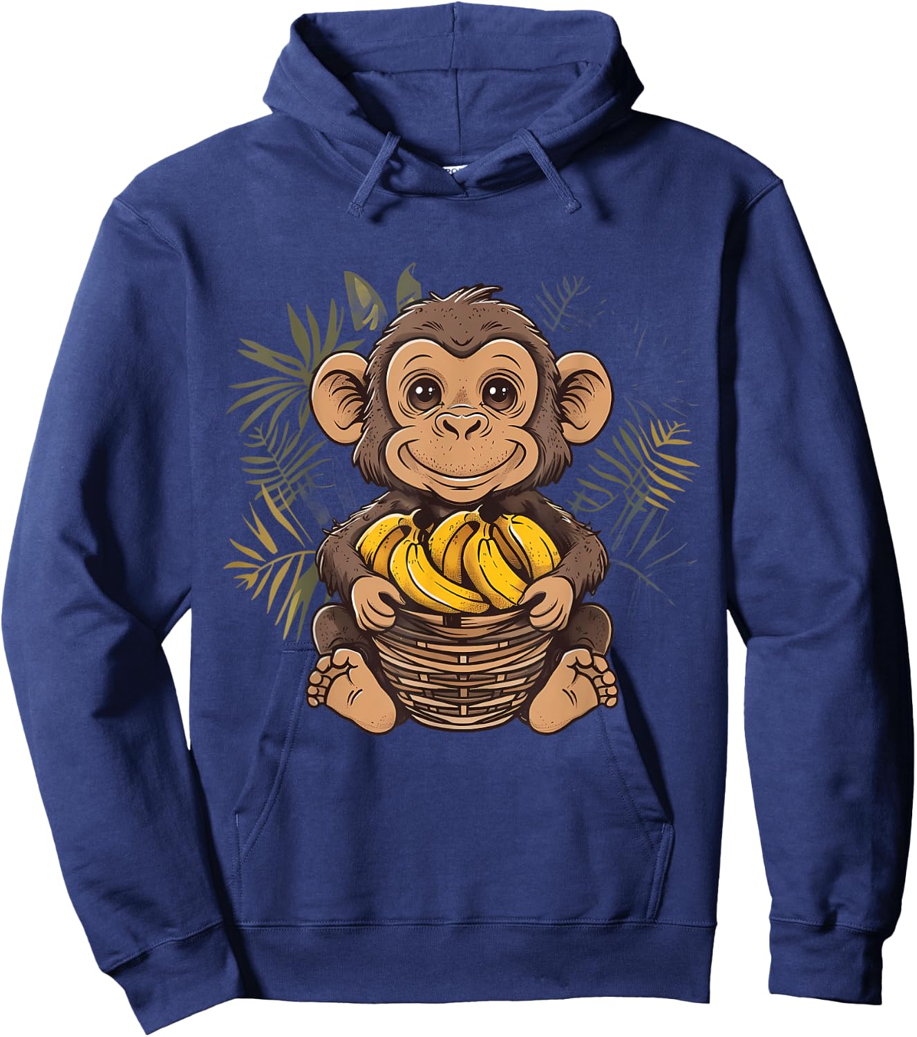 Banana Monkey Cute Monkey Animal Art Drawing Wildlife Hoodie - Hoodie | Navy