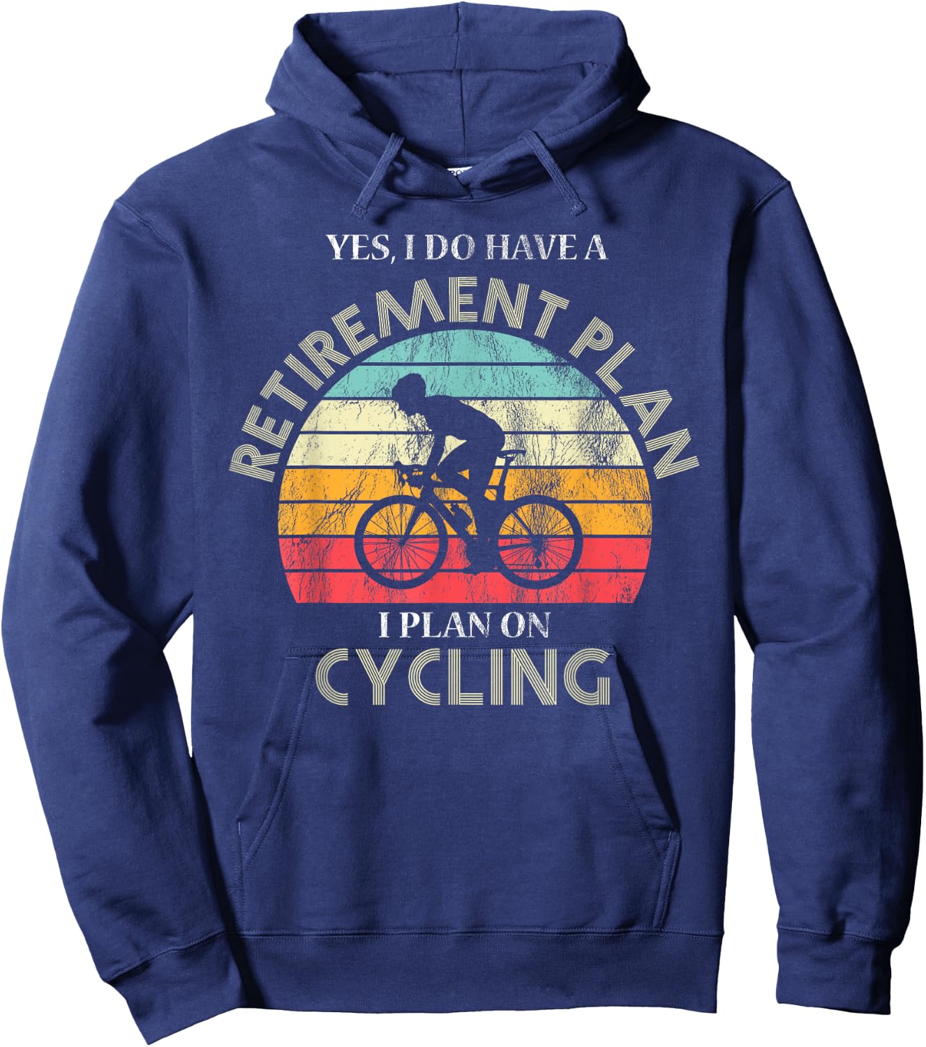 Retirement Plan Cycling Funny Biking Cyclist Gift Vintage Hoodie - Hoodie | Navy