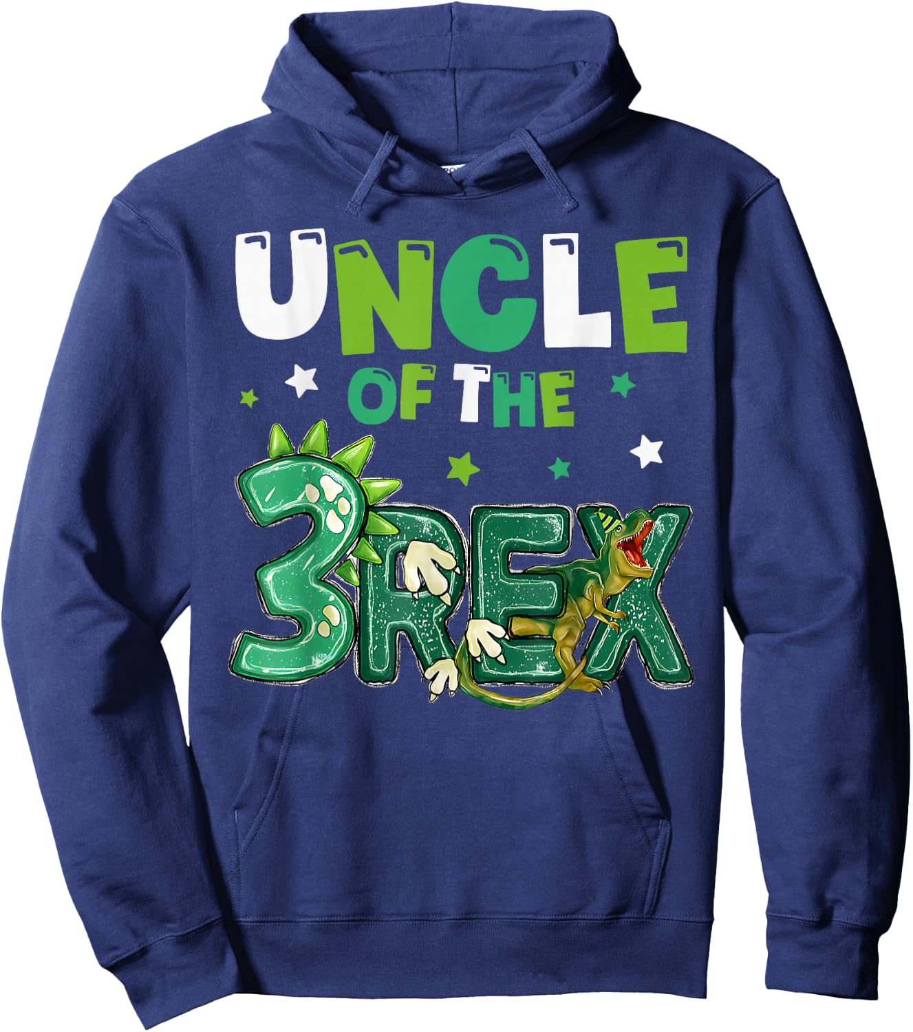Uncle of the Three Rex Birthday Dinosaur Family Matching Hoodie - Hoodie | Navy