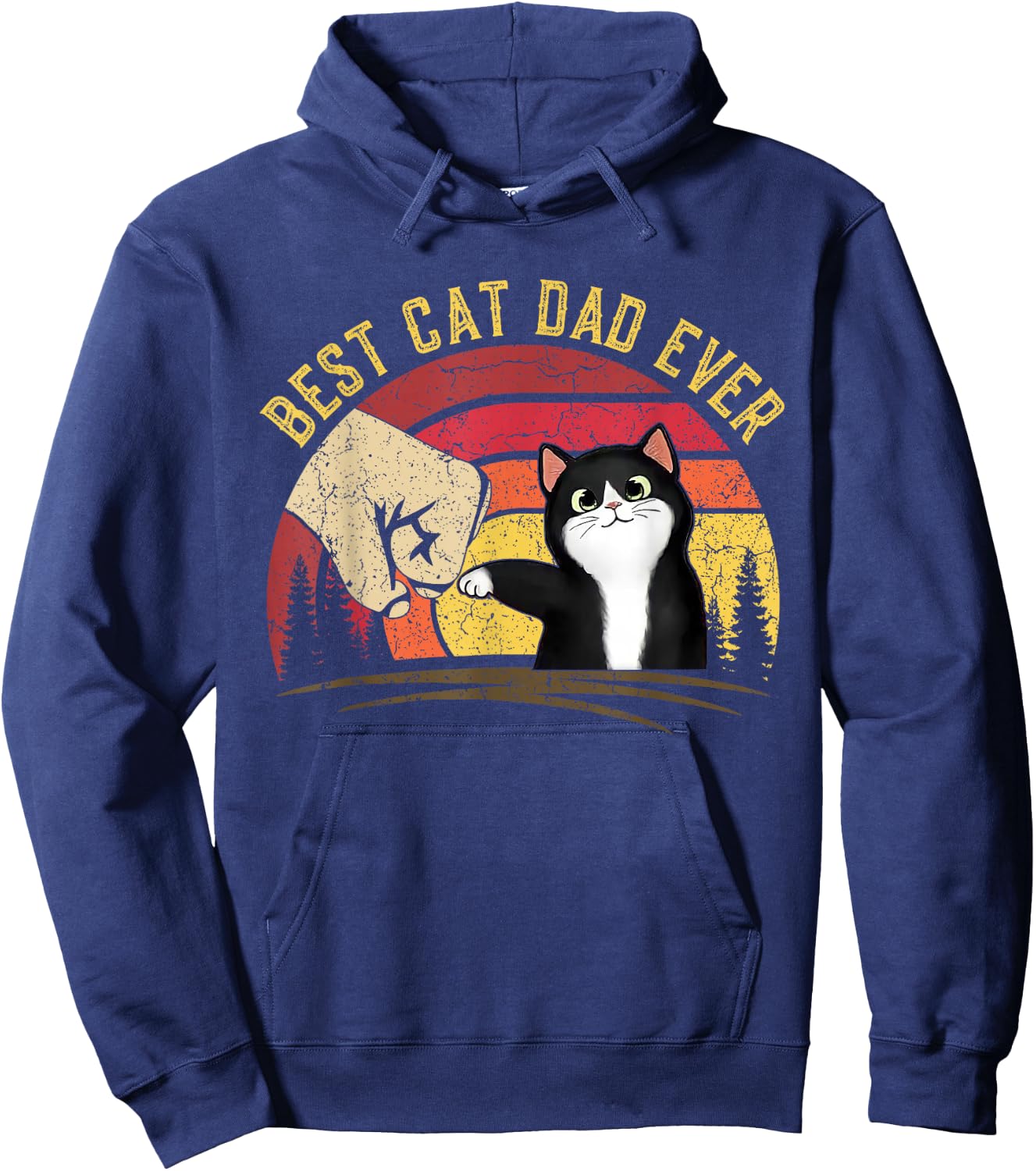 Cat Daddy Father's Day Cat Dad, Retro Best cat Dad Ever Hoodie - Hoodie | Navy