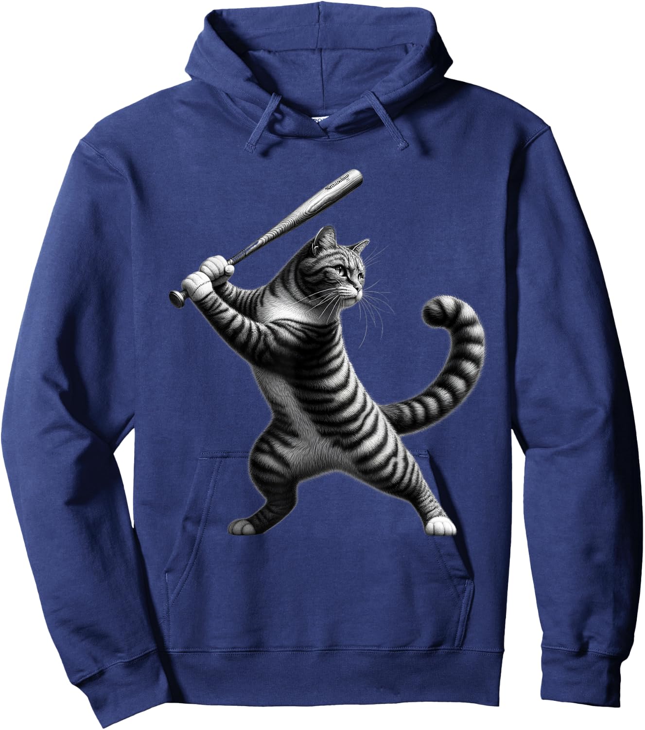 Vintage Cat Playing Softball Baseball Kitten Softball Player Hoodie - Hoodie | Navy