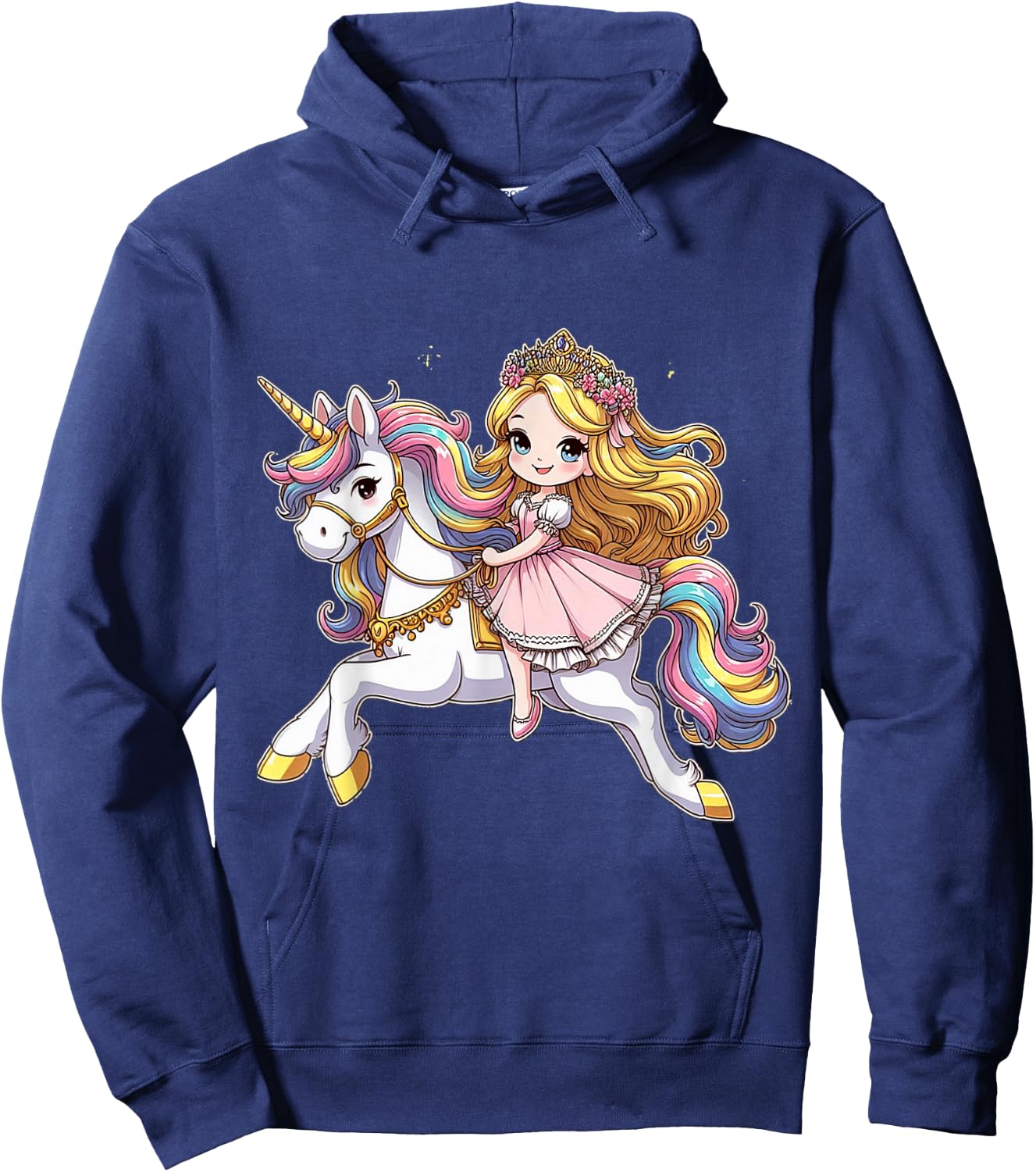 Princess Riding A Unicorn Boys Girls Men Women Kids Adults Hoodie - Hoodie | Navy