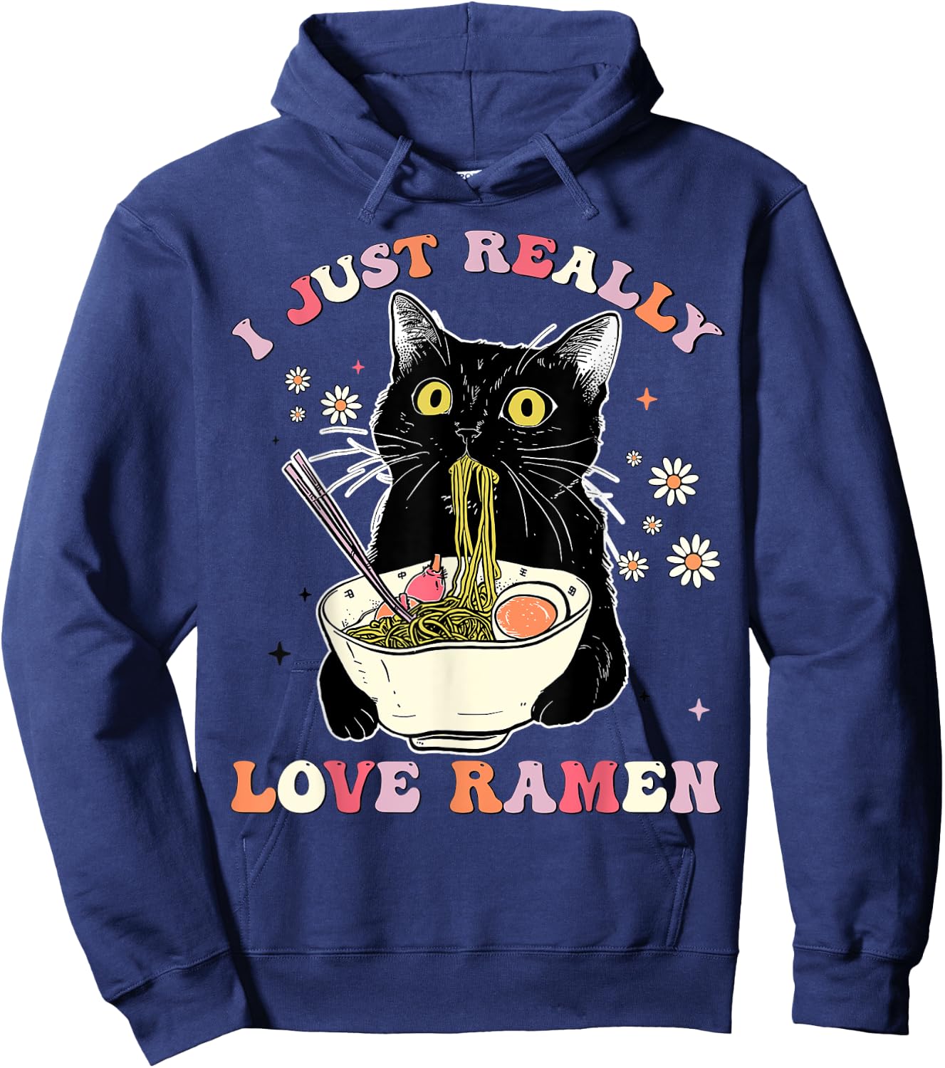 Ramen Cat Anime Kawaii Clothes Otaku Clothing Manga Hoodie - Hoodie | Navy