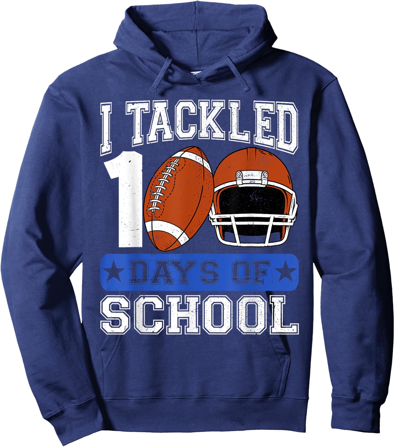 I Tackled 100 Days Of School Football Lover Player Boy Kid Hoodie - Hoodie | Navy