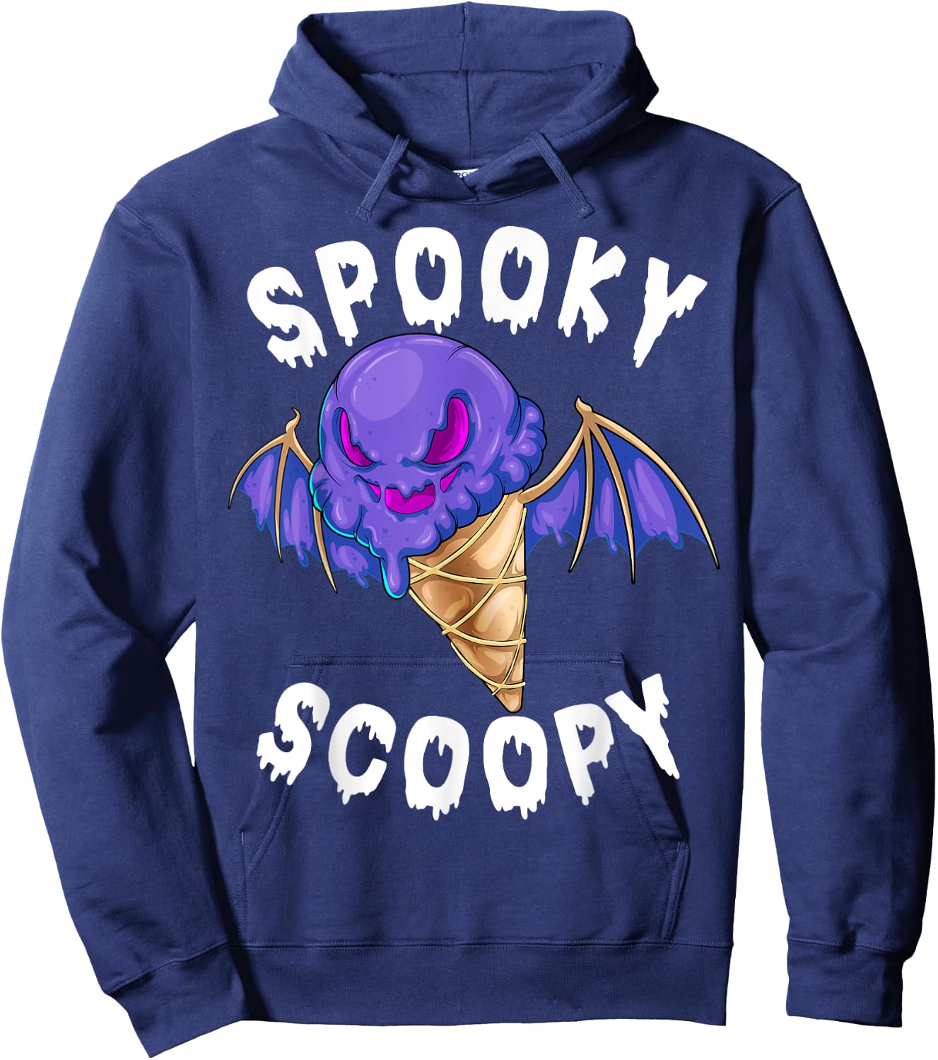 Spooky Scoopy Melting Jack o Lantern Ice Cream Halloween Men Women Kids Hoodie - Hoodie | Navy