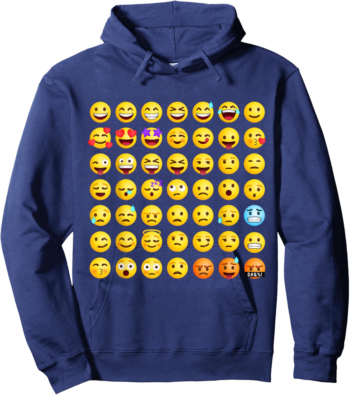 Cool Social Media Sarcastic Smile Faces Graphic Designs Hoodie - Hoodie | Navy