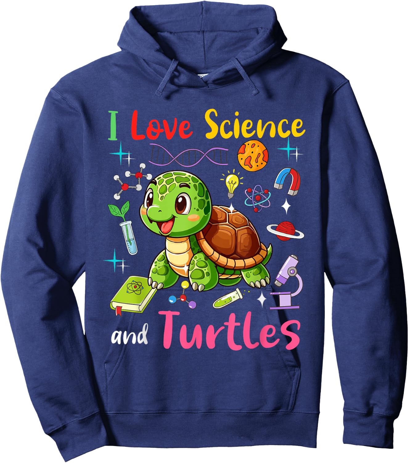 Love Science And Turtles Matching Teacher Student Lover Hoodie - Hoodie | Navy