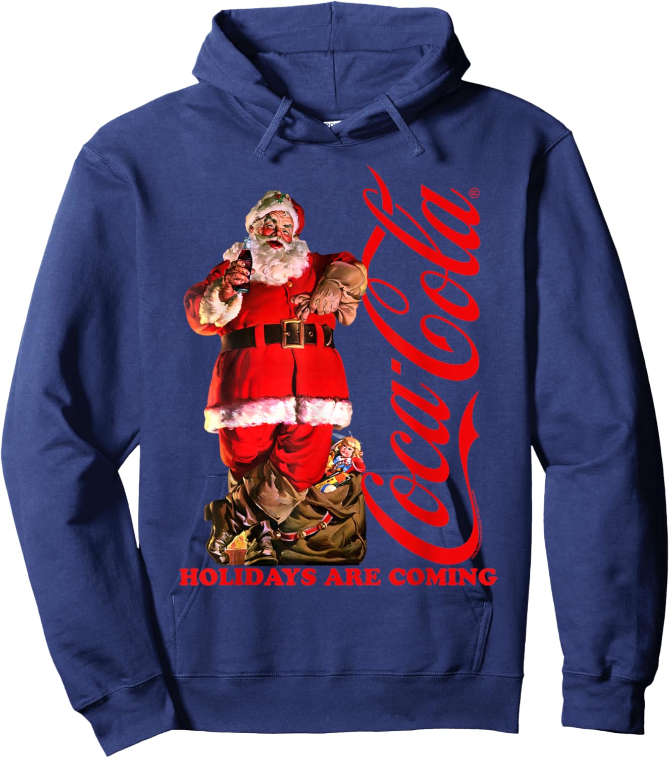 Coca Cola Christmas Holidays Are Coming Santa Lean Hoodie - Hoodie | Navy