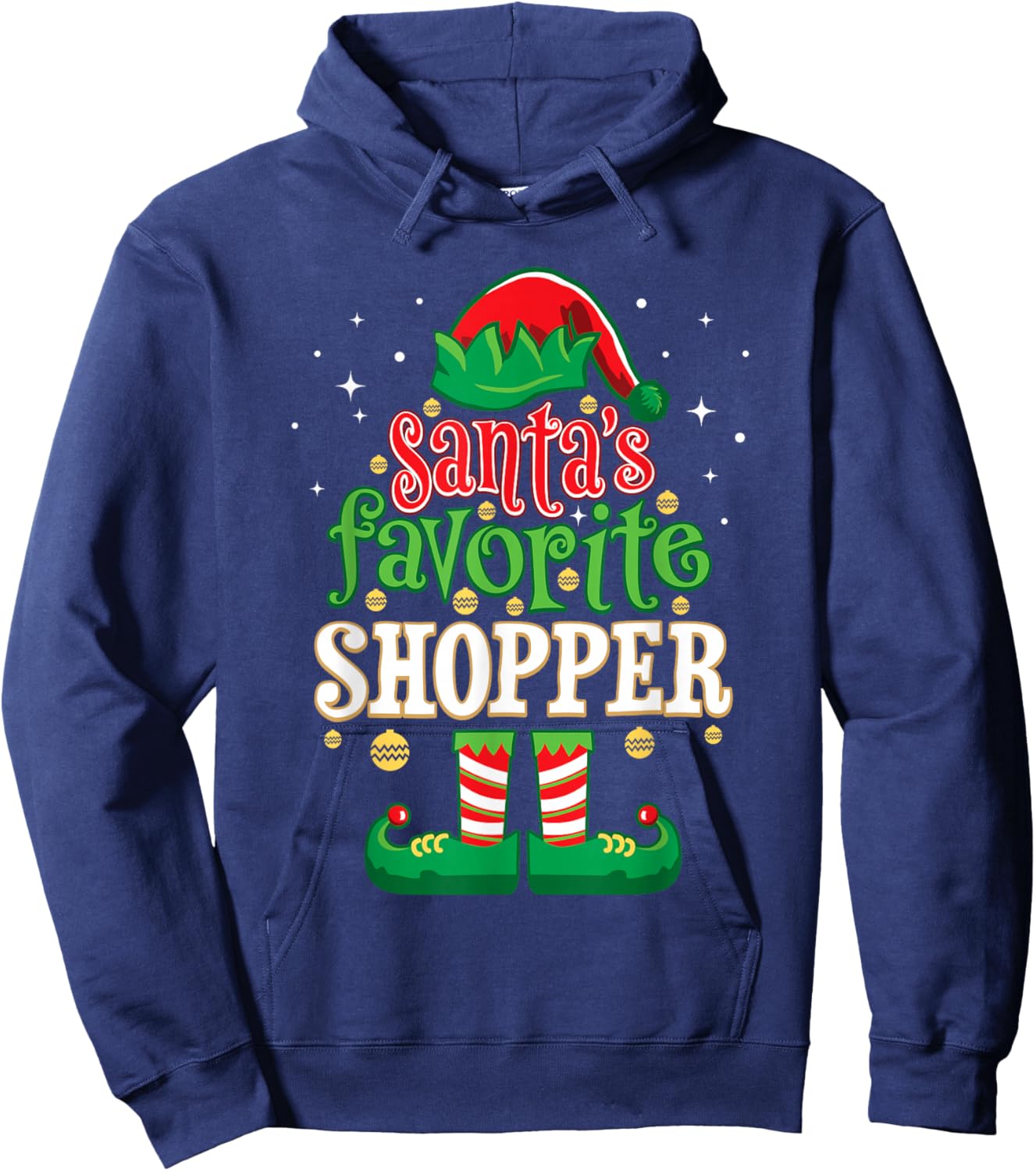 Santa's Favorite Shopper Christmas Matching Shopping Hoodie - Hoodie | Navy