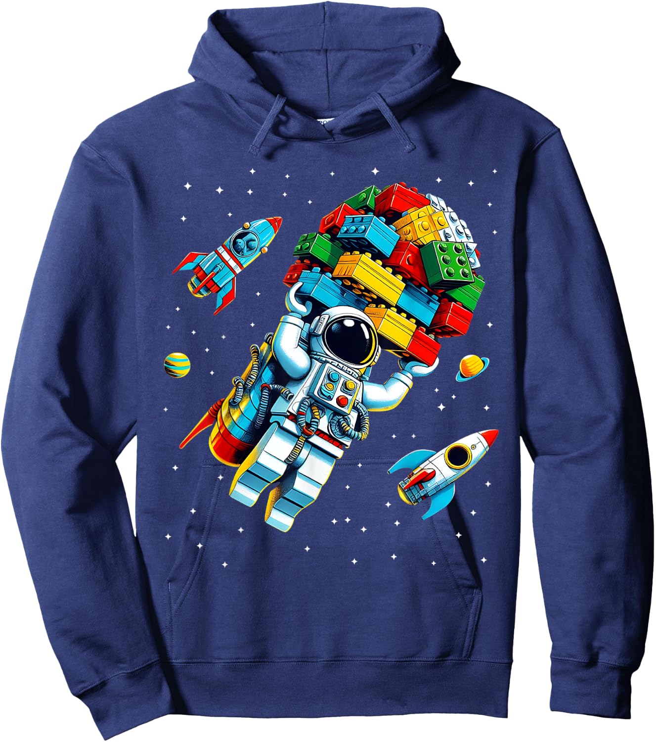 Master Builder Space Astronaut Building Blocks Bricks Boys Hoodie - Hoodie | Navy
