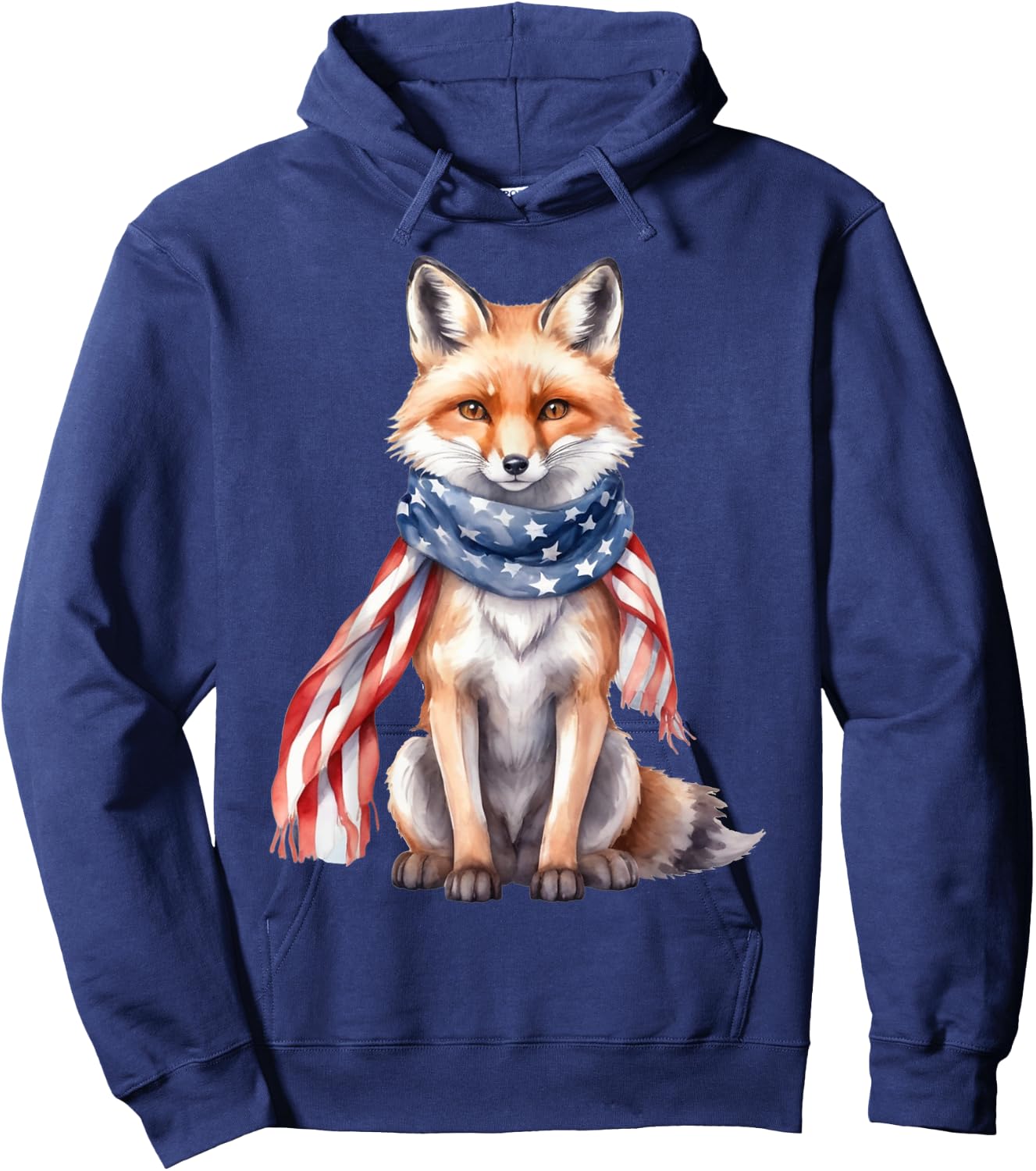 Fox 4th of July American Flag Fox Animal Patriotic Kids Men Hoodie - Hoodie | Navy