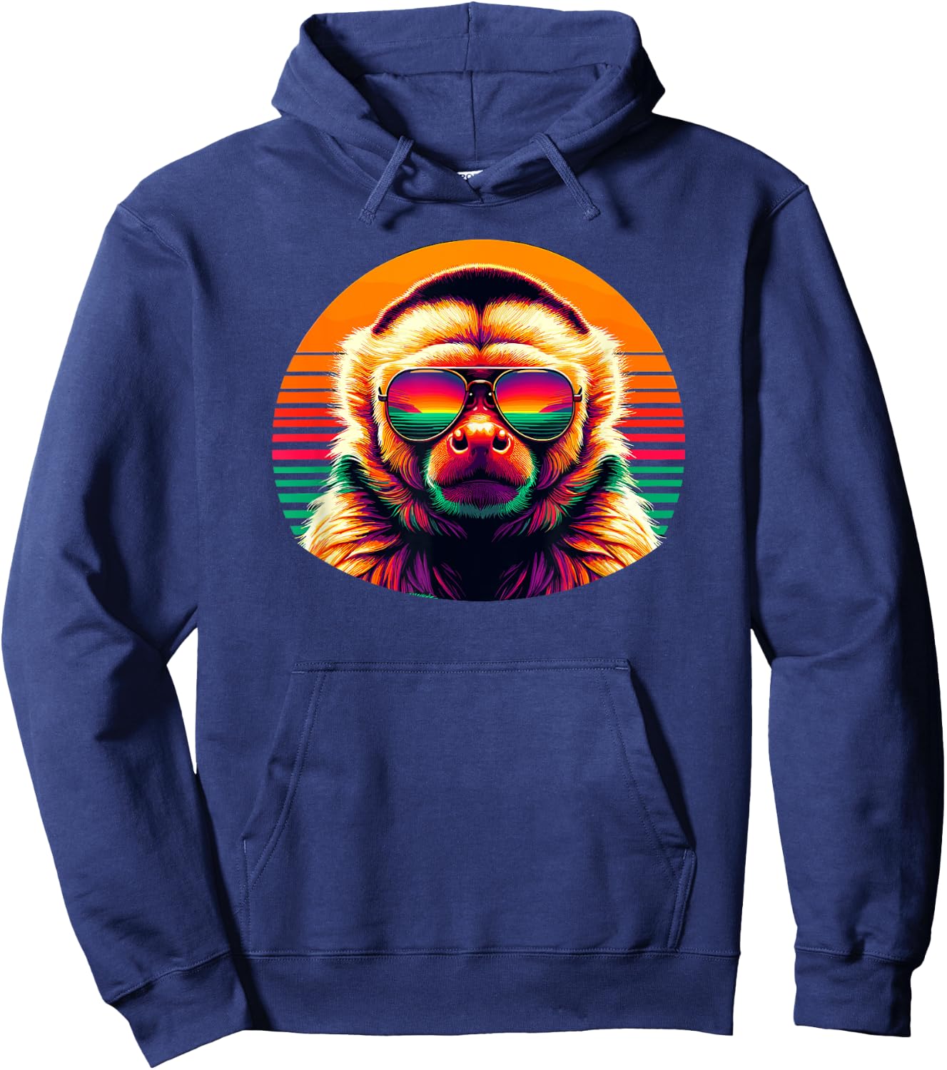 Retro Sunset Sunglasses Capuchin Monkey Hoodie - Hoodie | Navy
