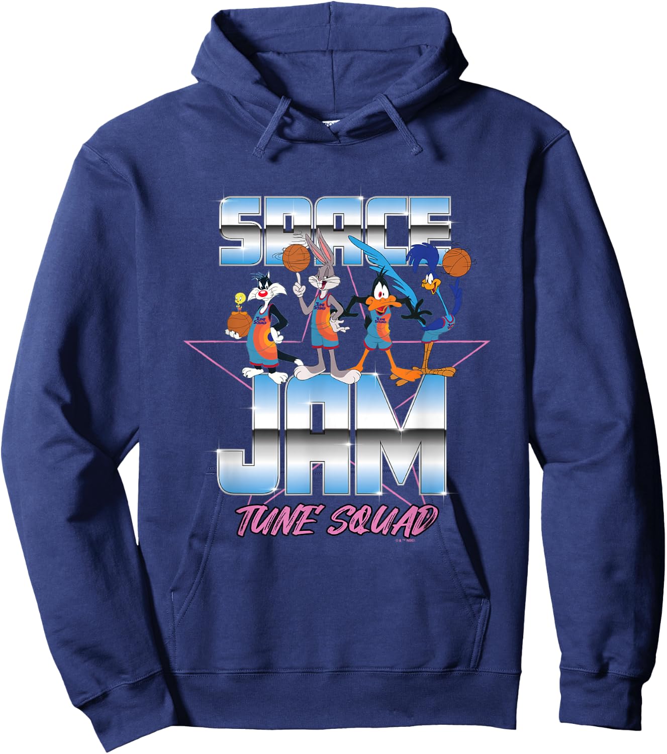 Space Jam 2 Iconic Tune Squad Star Chrome Team Chest Poster Hoodie - Hoodie | Navy