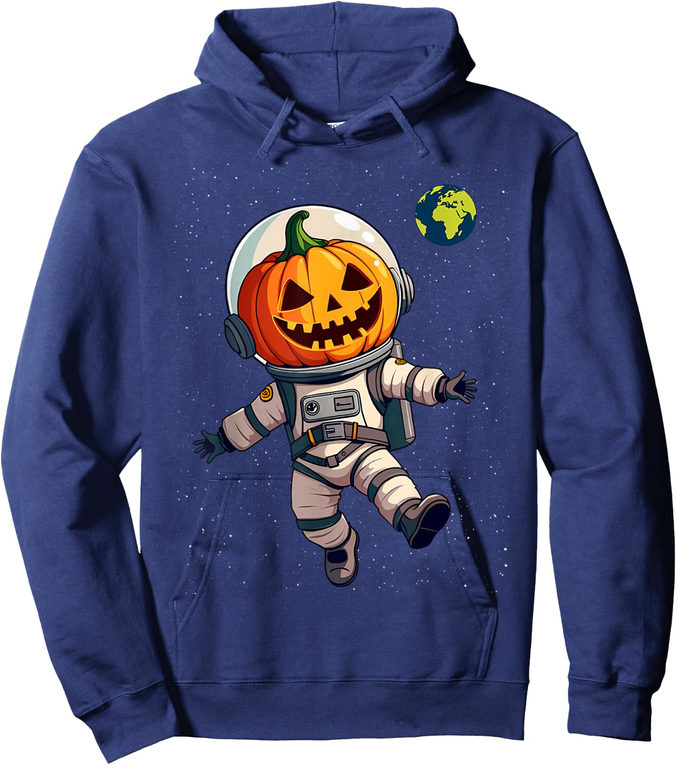 Austronaut Jack O Lantern Space Carved Pumpkin Halloween Hoodie - Hoodie | Navy