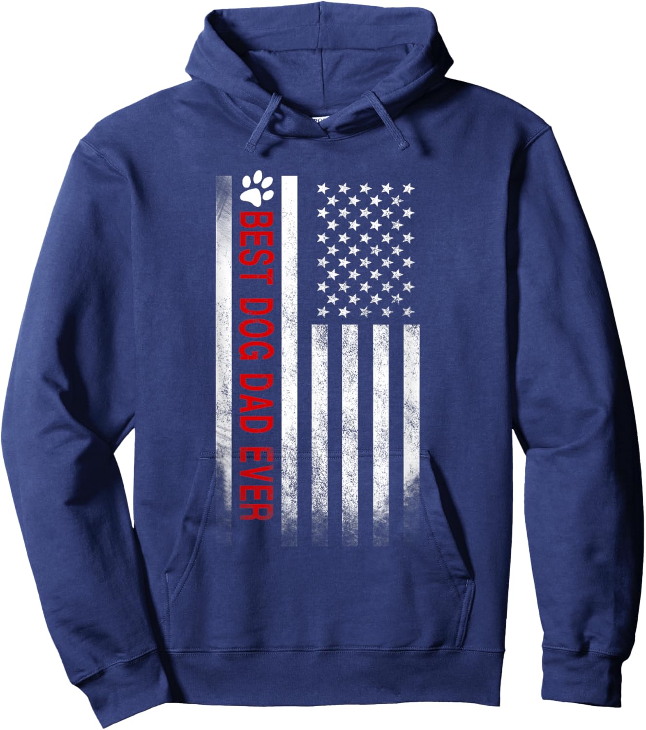 Best Dog Dad Ever American Flag Gift Best Father Hoodie - Hoodie | Navy
