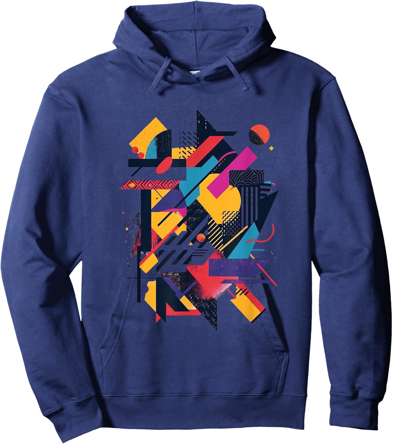 Modern Abstract Geometric Print Hoodie - Hoodie | Navy