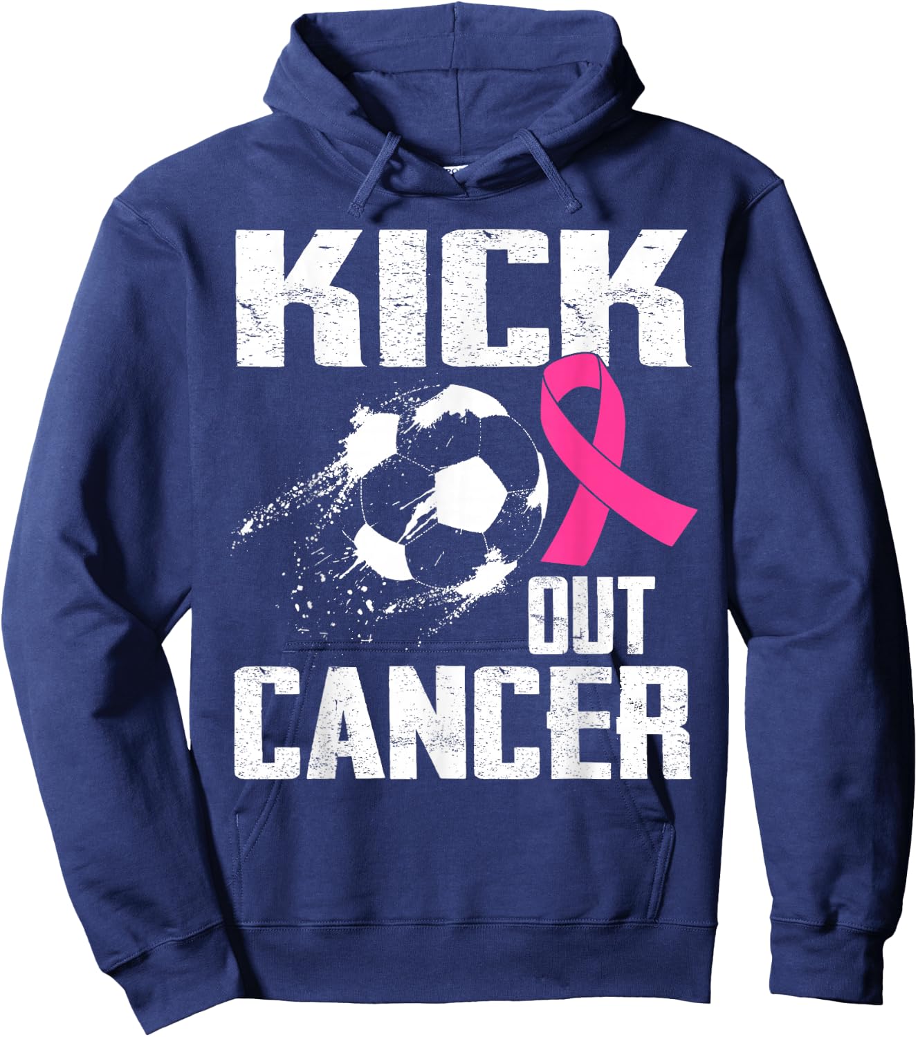 Breast Cancer Survivors Kick Out Cancer Soccer Ball Support Hoodie - Hoodie | Navy