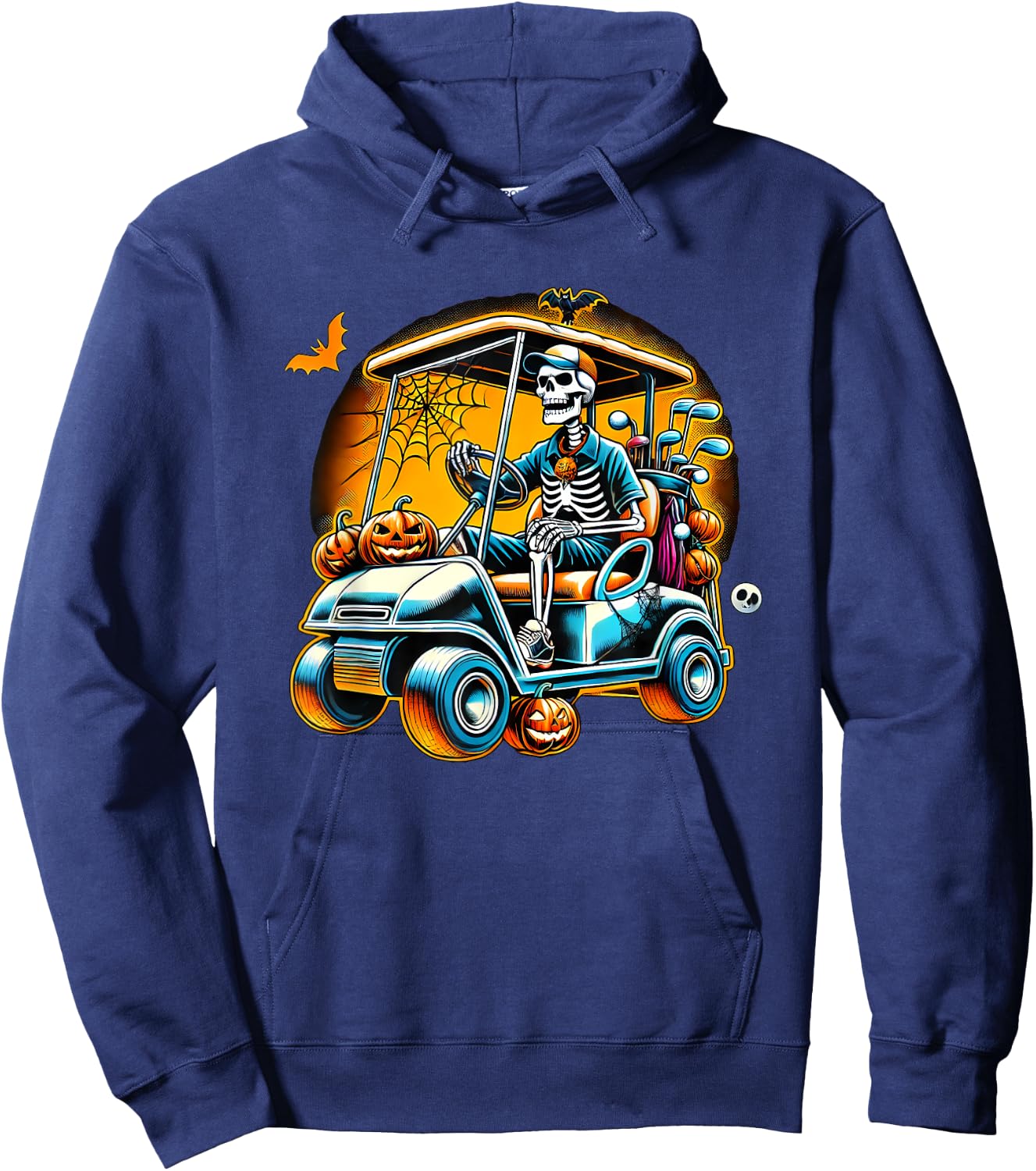 Halloween Skeleton Golf Cart Golfer Hoodie - Hoodie | Navy