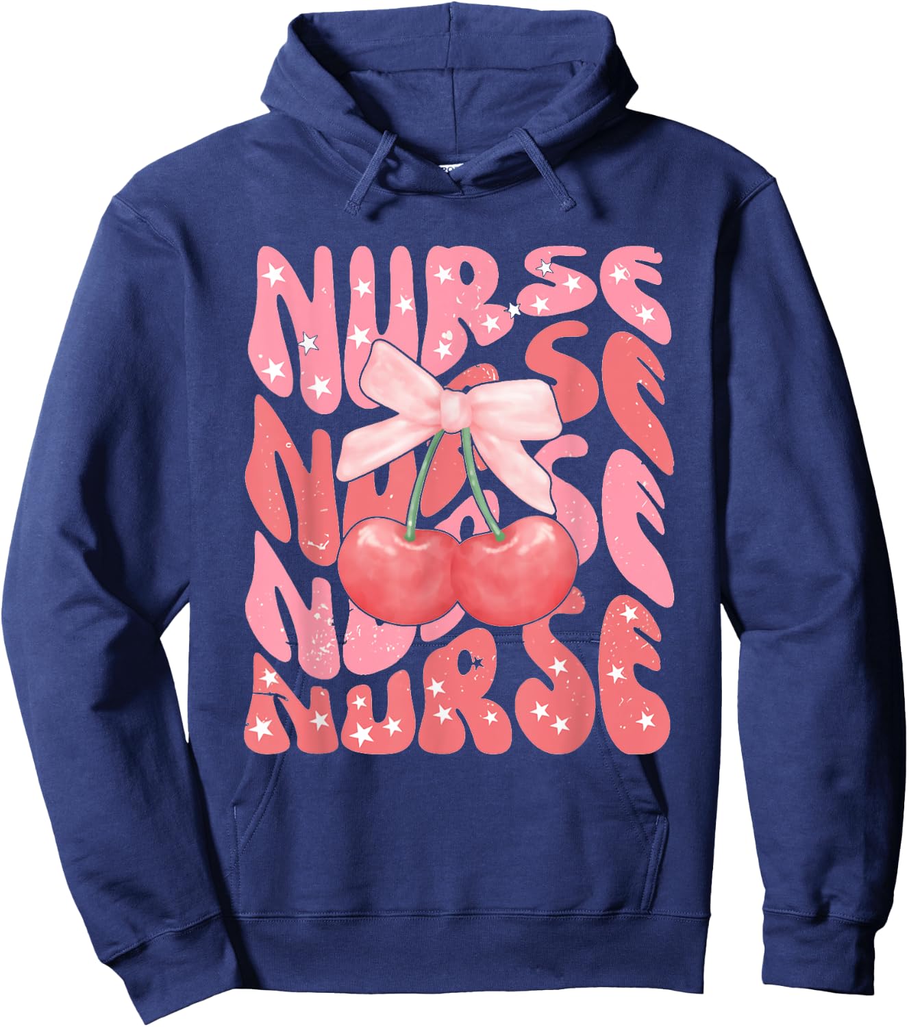 Cute Cherry Coquette Nurse Pink Bow Girlcore Nurse ICU ER RN Hoodie - Hoodie | Navy