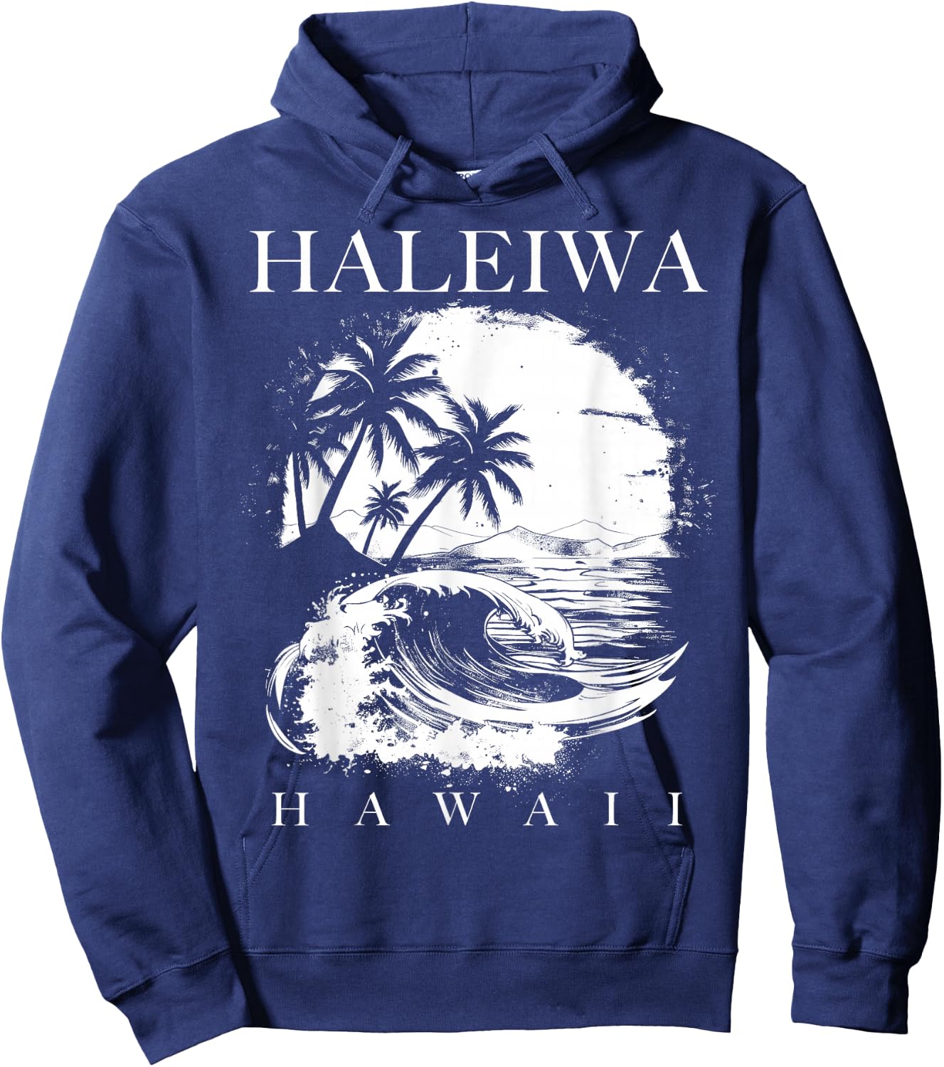 Haleiwa Hawaii Aloha Hawaiian Surfer Vintage Style Hoodie - Hoodie | Navy