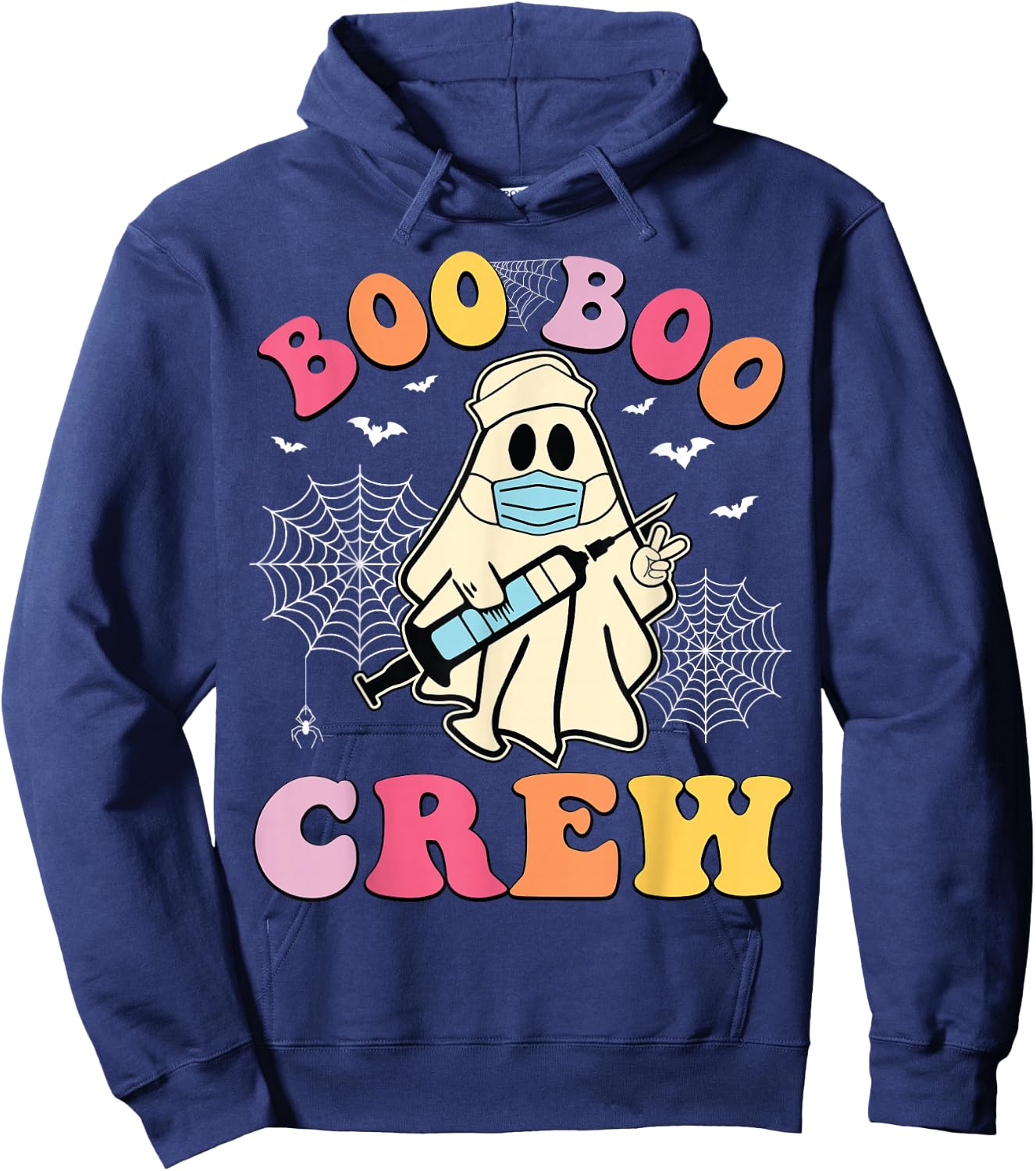 Groovy Boo Crew Nurse Funny Ghost Women Halloween Nurse Hoodie - Hoodie | Navy