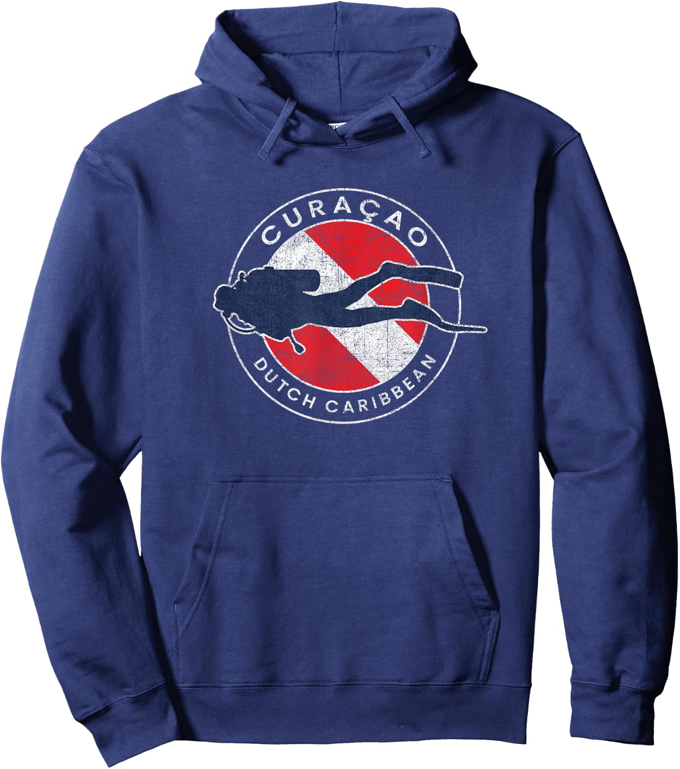 Retro Dive Curacao Scuba Diver Vintage Dive Flag Hoodie - Hoodie | Navy