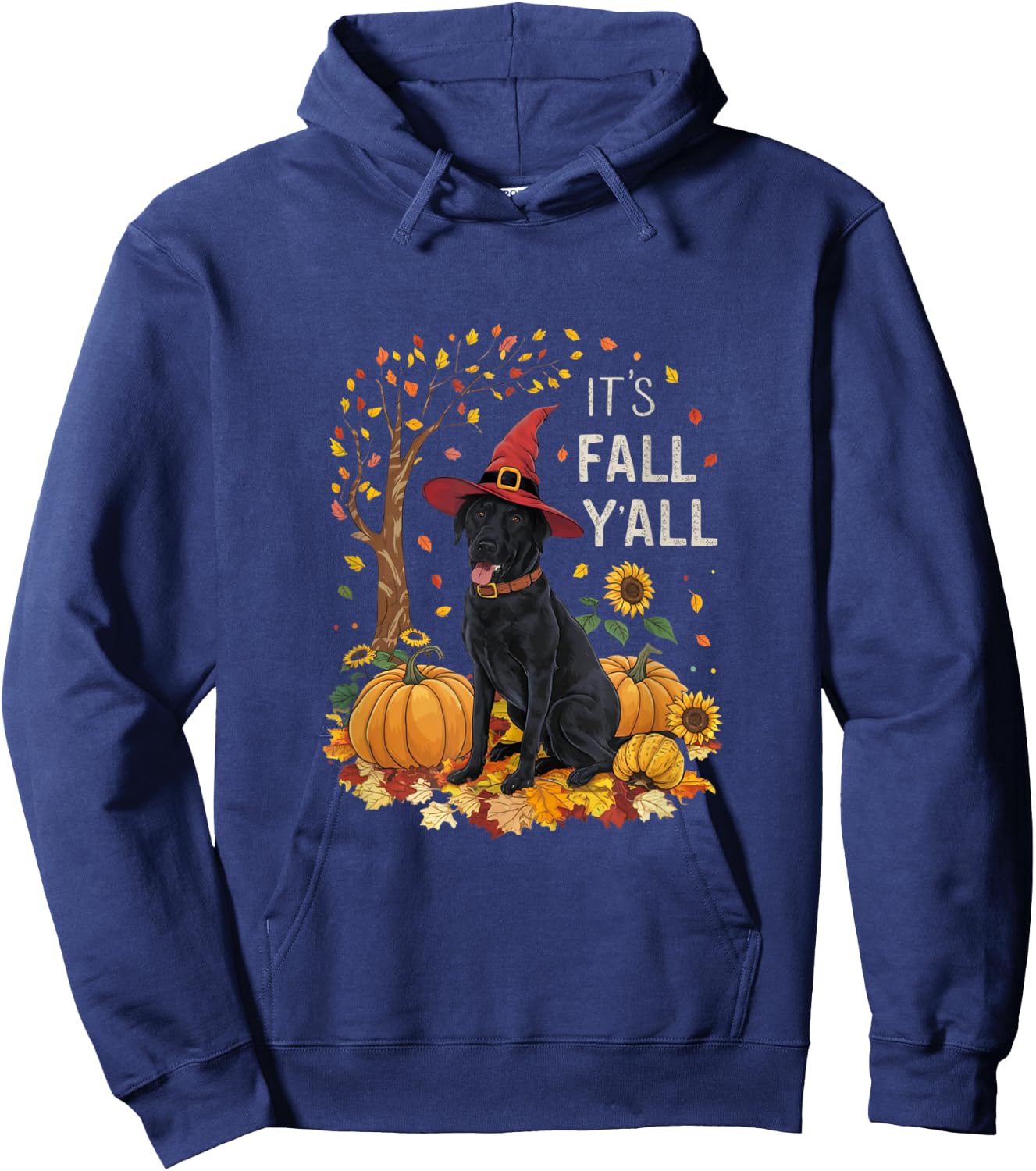 It's Fall Y'all Labrador Black Lab Halloween Thanksgiving Hoodie - Hoodie | Navy