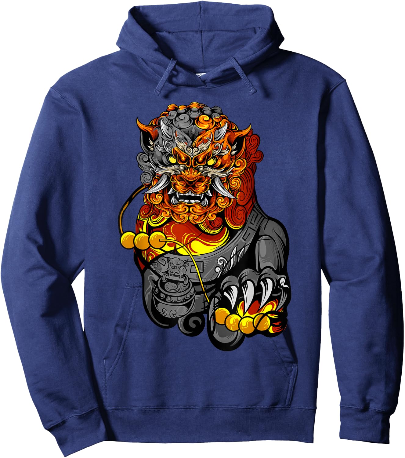 Lion Door Guardian Statue Fu Dog or Foo Dog Hoodie - Hoodie | Navy