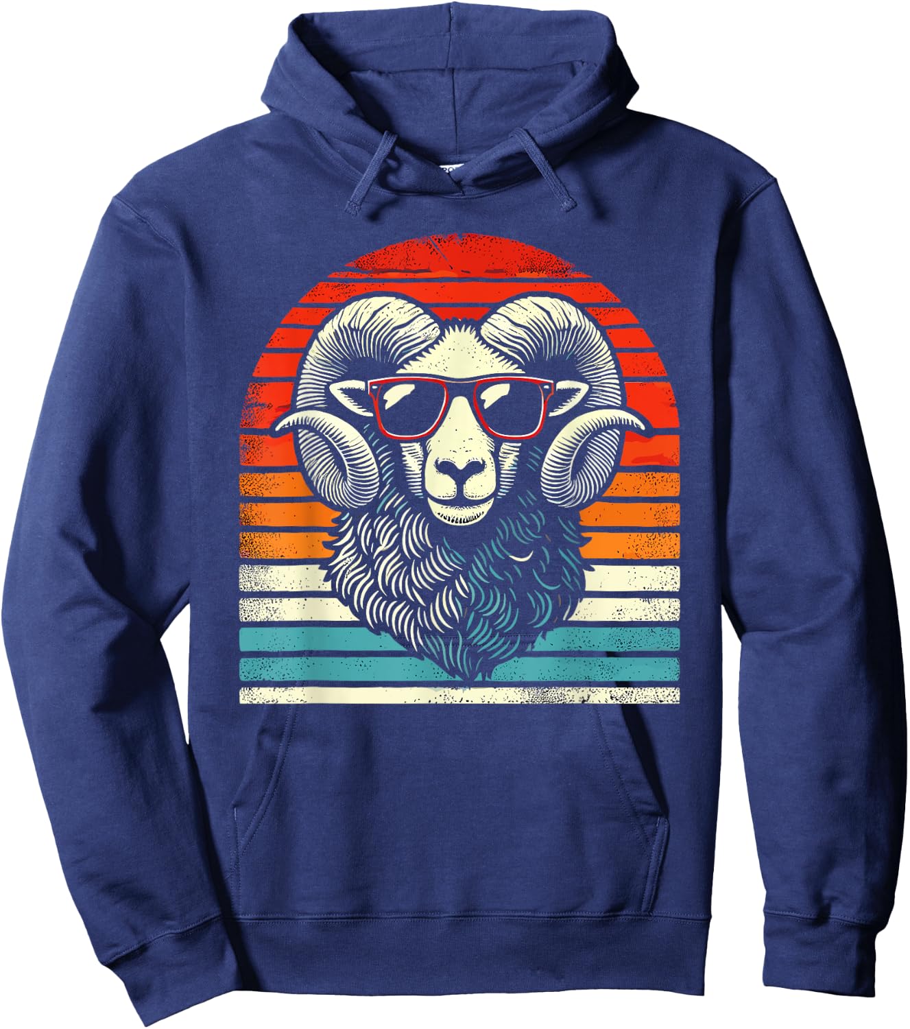 Retro Ram in Sunglasses Men Women Kids Novelty Funny Ram Hoodie - Hoodie | Navy